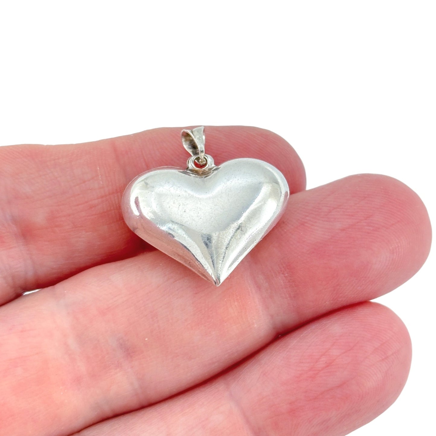 Vintage Sterling Silver 925 Puffy Heart Pendant