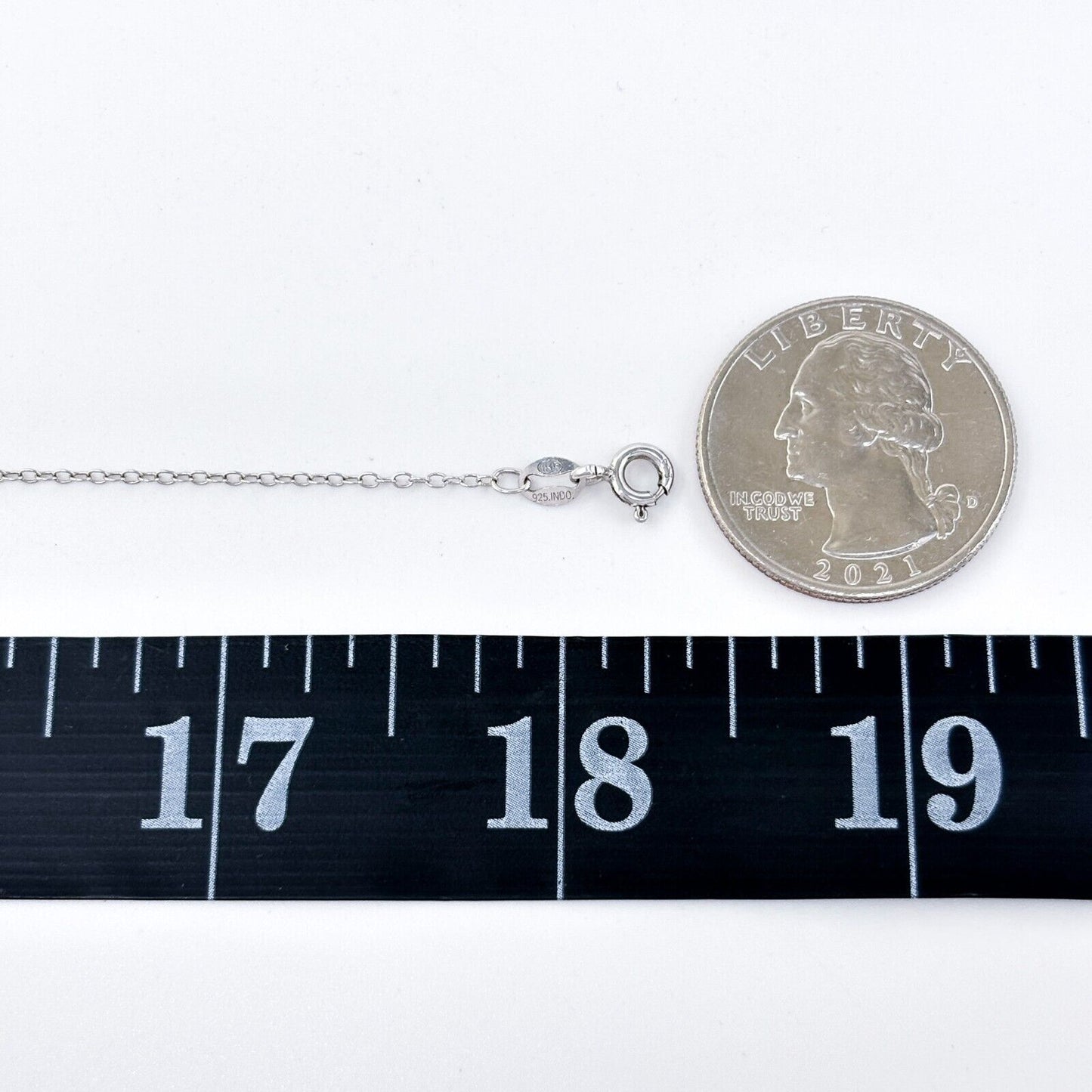 Vintage Sterling Silver 925 0.6mm Cable Chain Necklace 18"