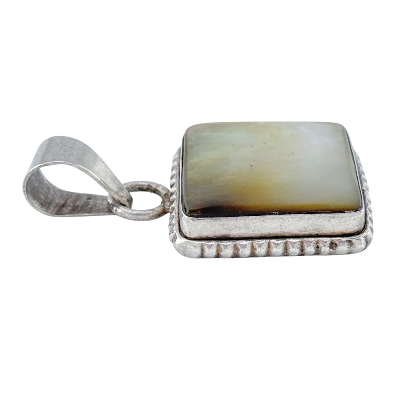 Vintage Sterling Silver 925 Square Abalone Pendant