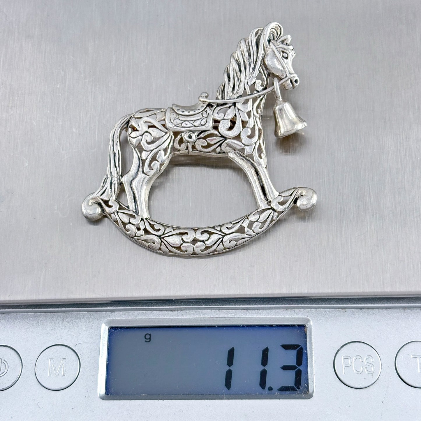 Vintage Jezlaine Sterling Silver 925 Rocking Horse Brooch
