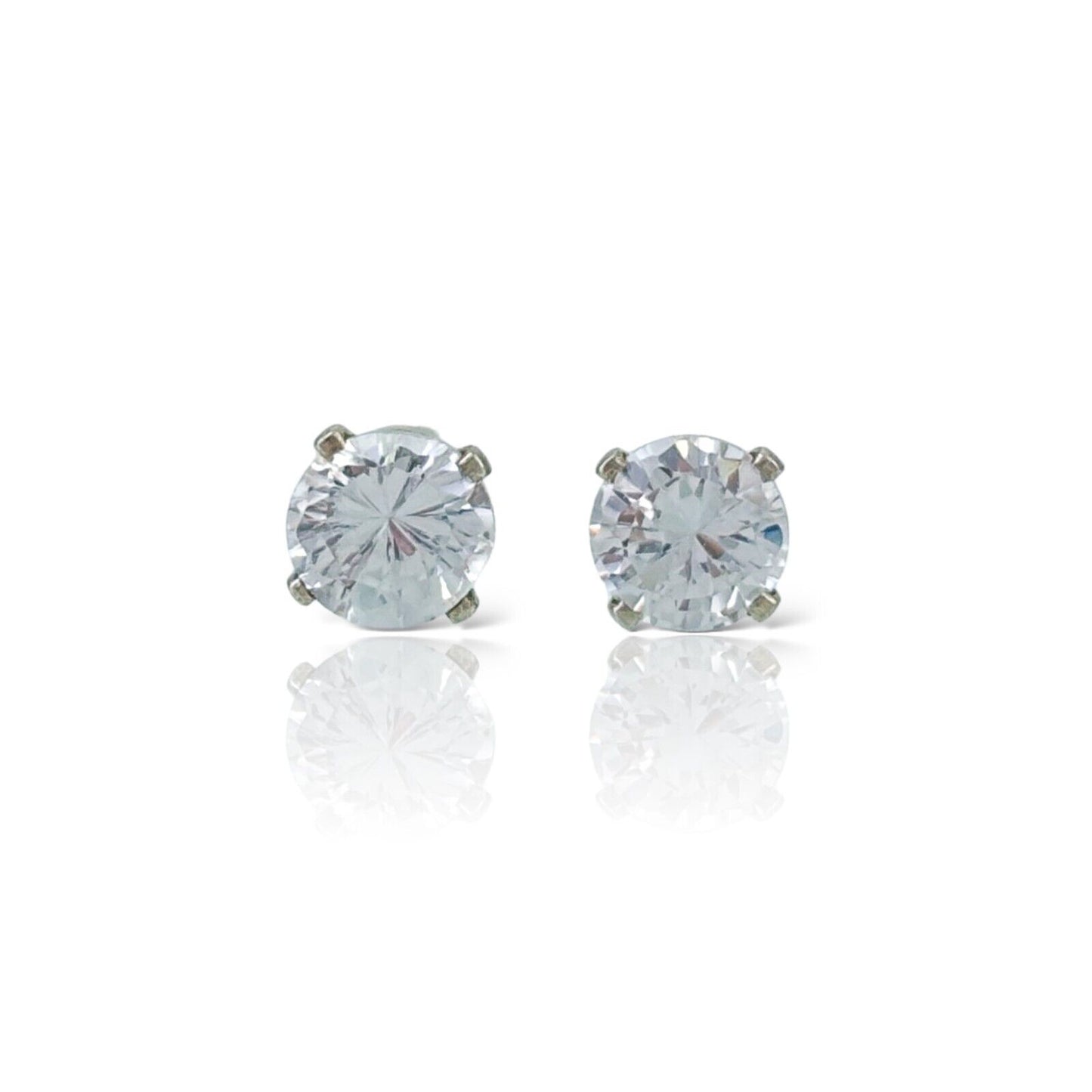 Vintage Sterling Silver 925 Cubic Zirconia Stud Earrings