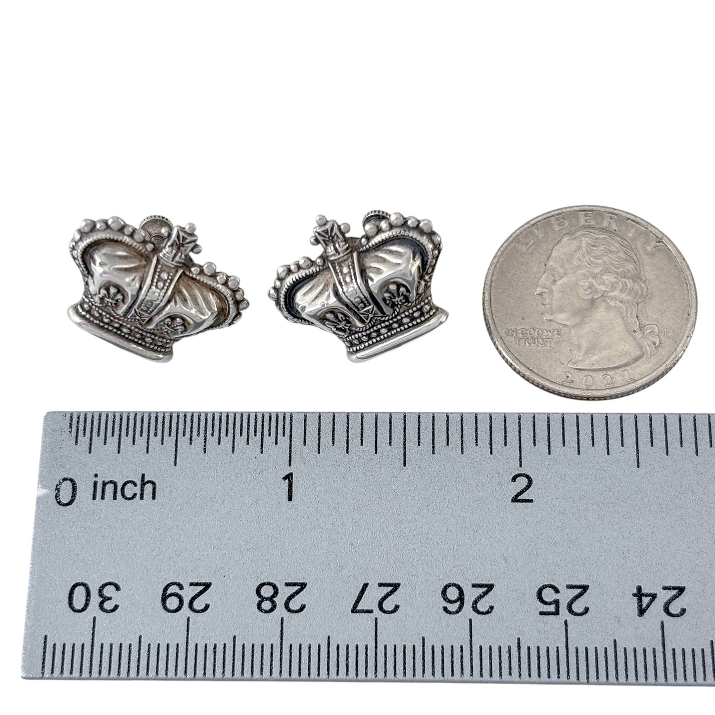 Vintage Sterling Silver 925 Crown Screw Back Earrings