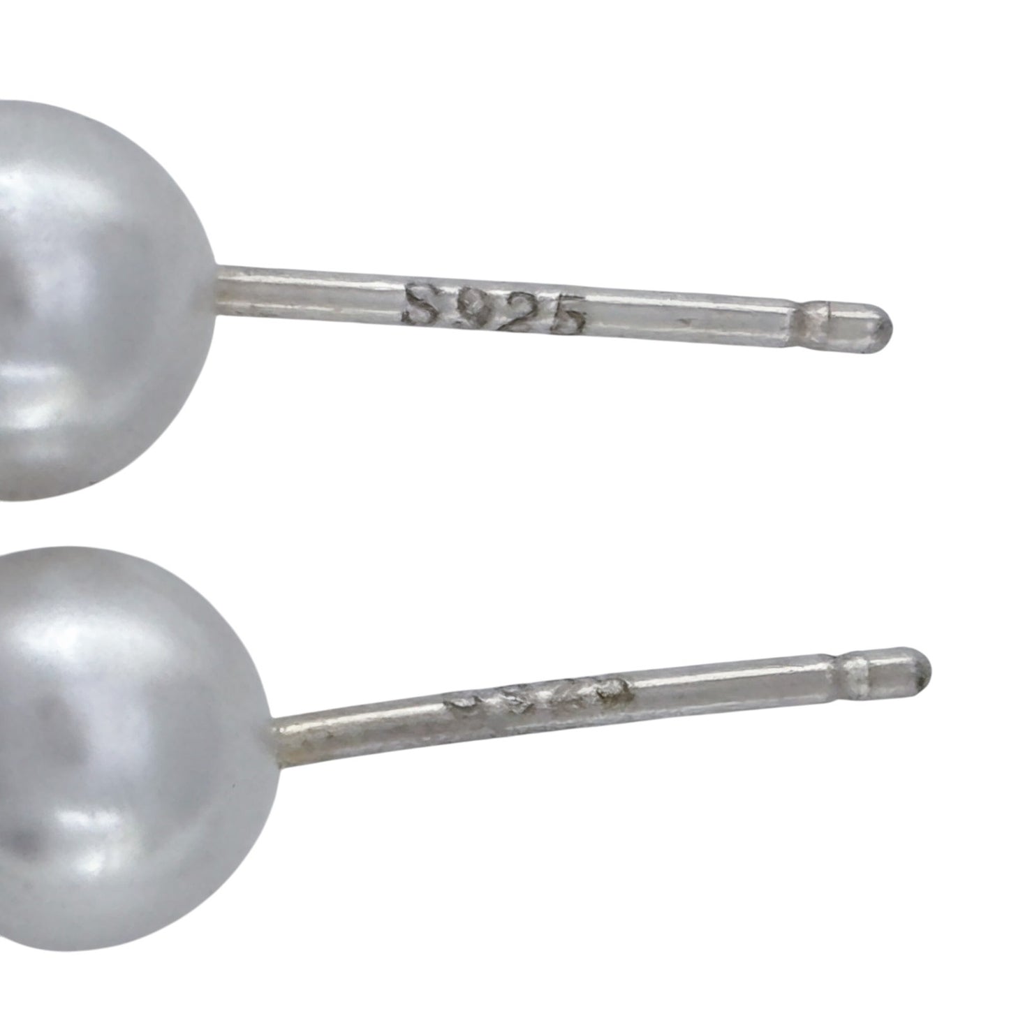 Vintage Sterling Silver 925 Imitation Pearl Stud Earrings