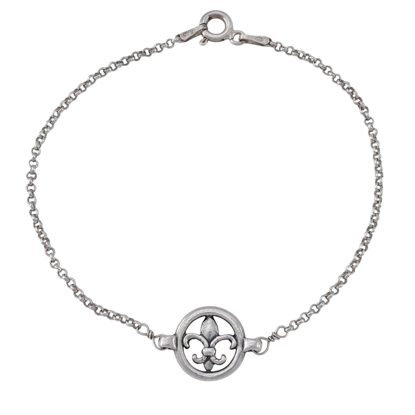 Vintage Sterling Silver 925 Fleur de Lis Bracelet 7.25"