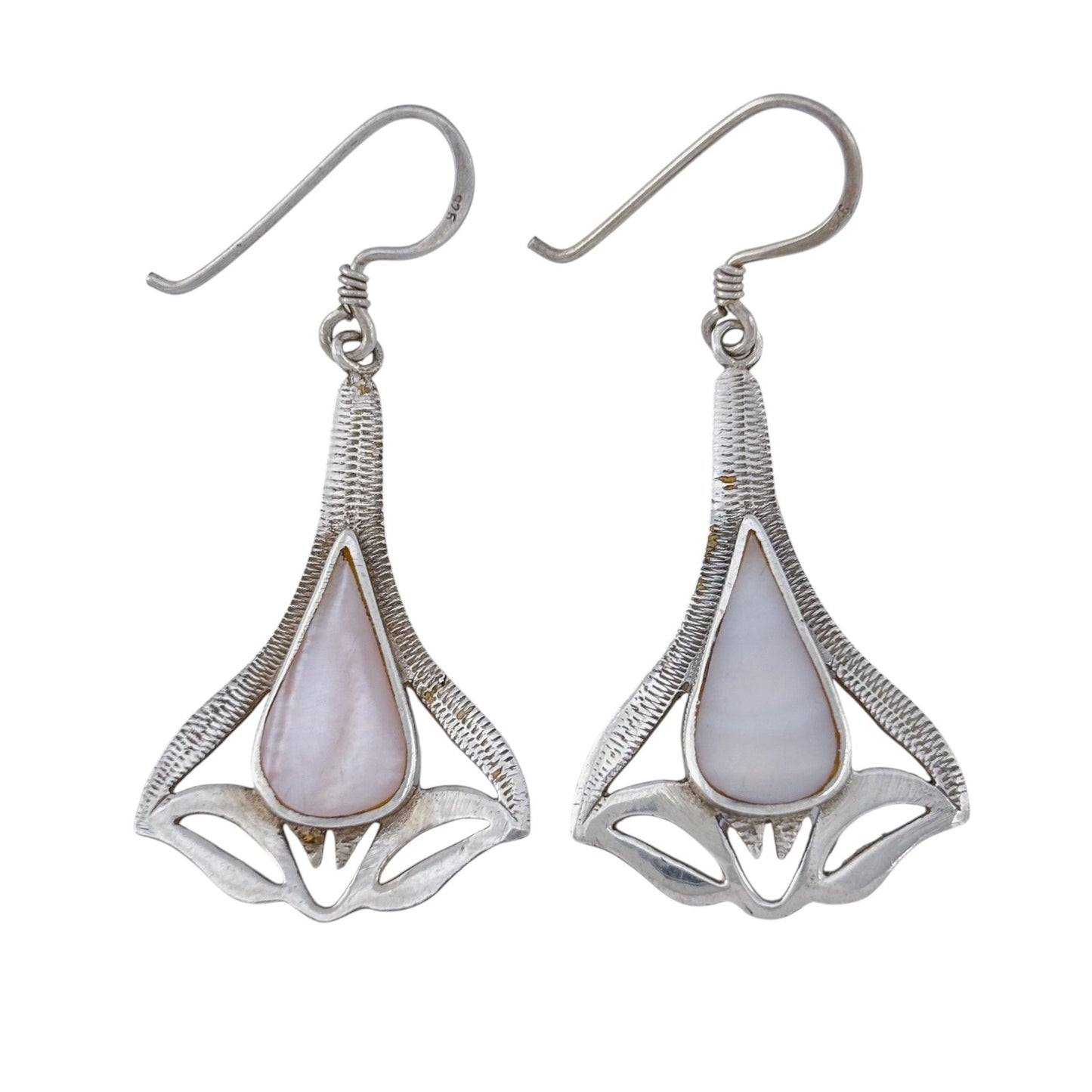 Vintage Sterling Silver 925 Mother of Pearl Dangle Earrings