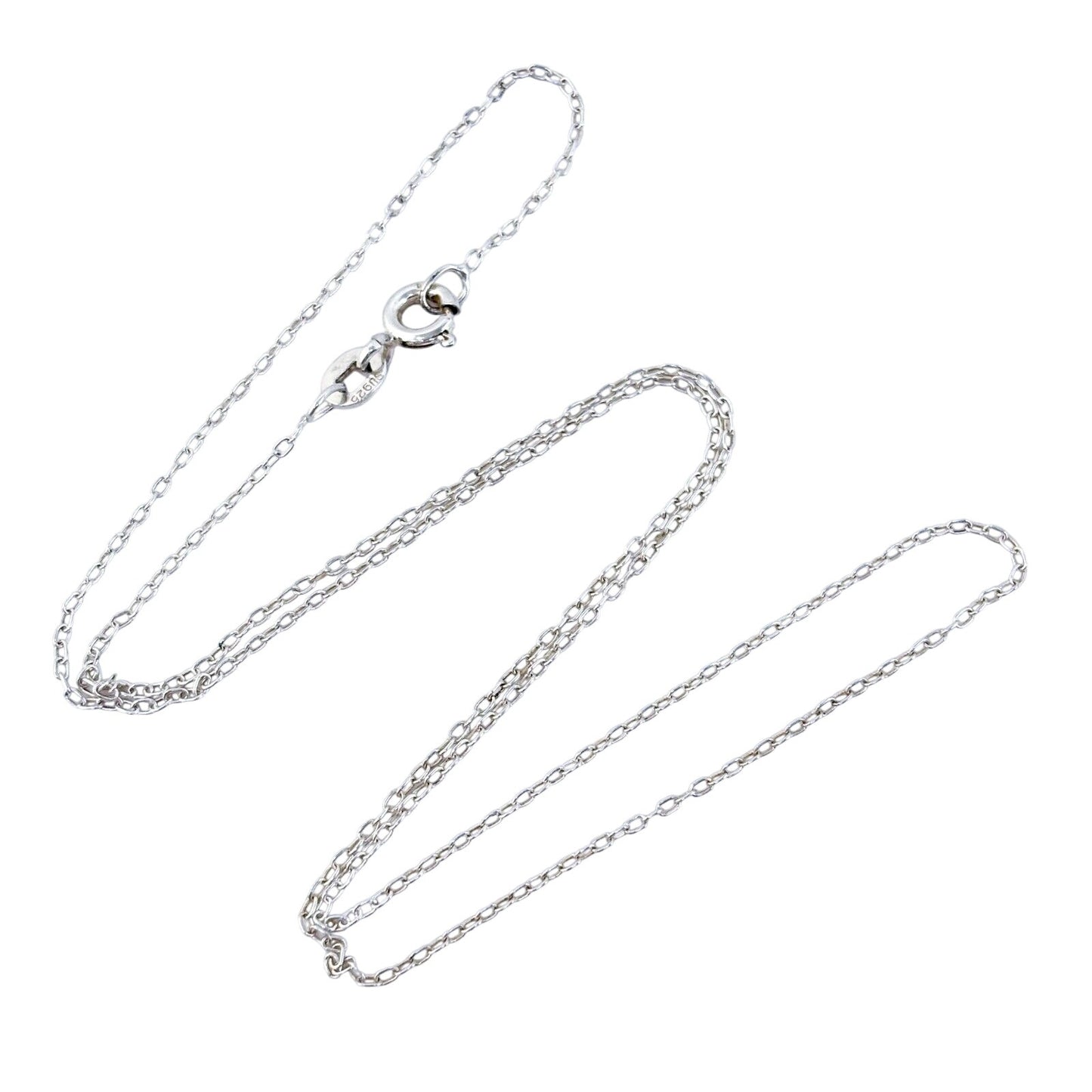 Vintage SU Sterling Silver 925 0.6mm Cable Chain Necklace 16”