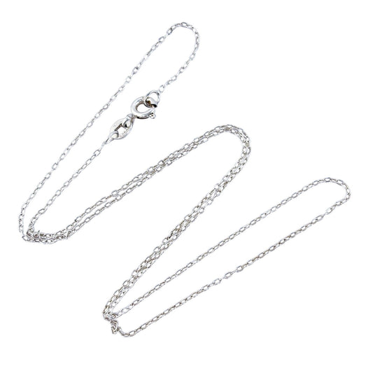 Vintage SU Sterling Silver 925 0.6mm Cable Chain Necklace 16”