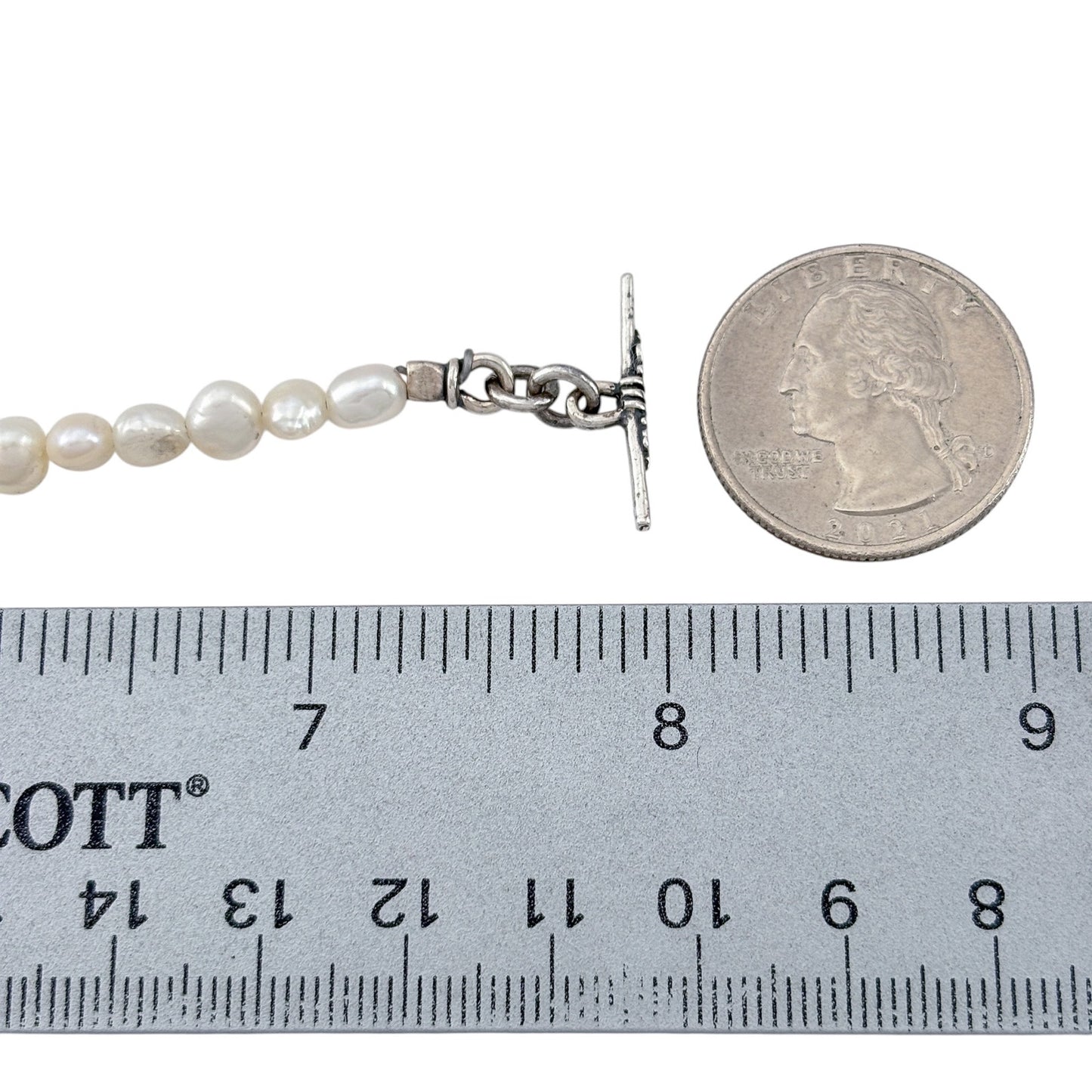 Vintage Sterling Silver 925 Pearl Love You Heart Bracelet 8"