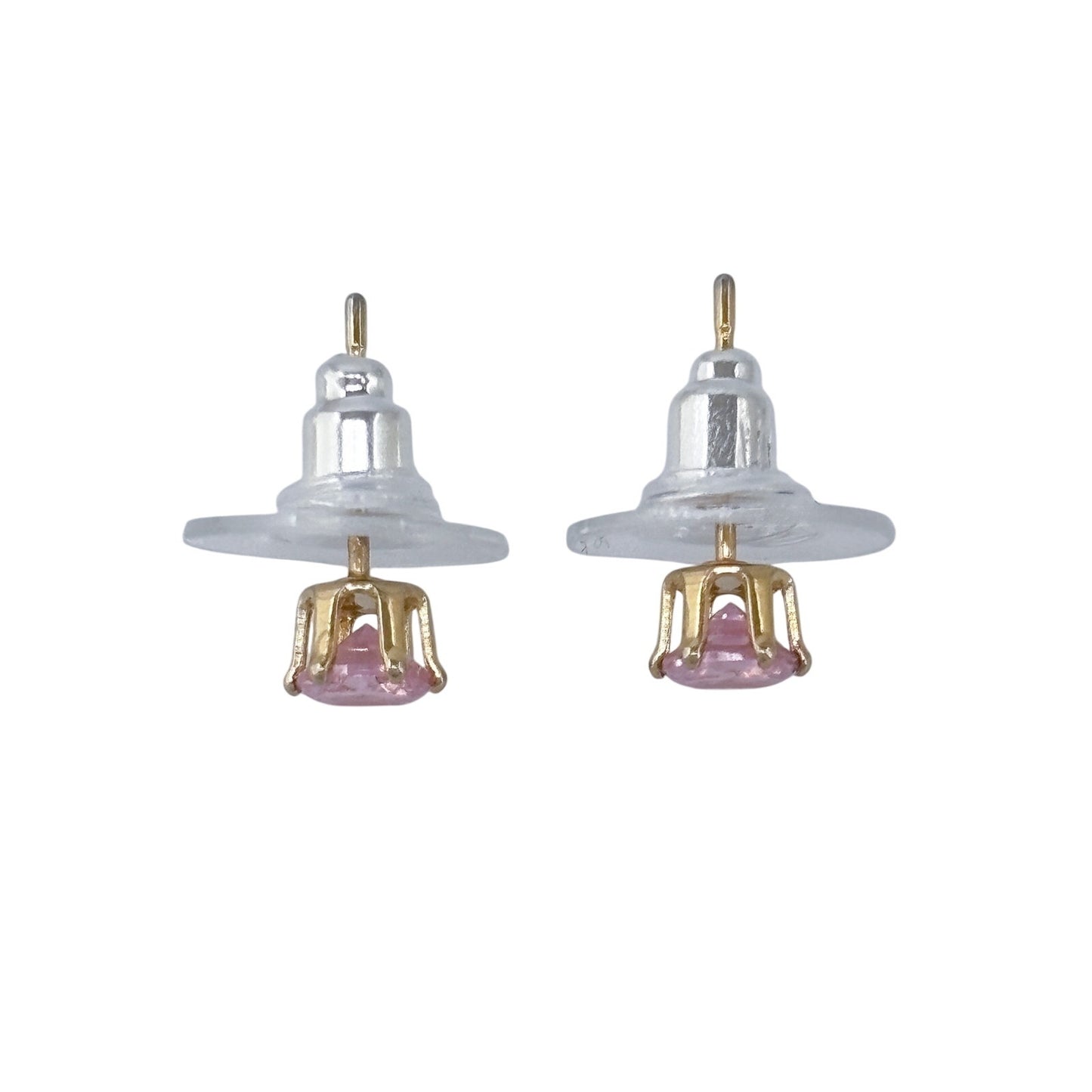 Vintage Sterling Silver 925 Pink Cubic Zirconia Stud Earrings