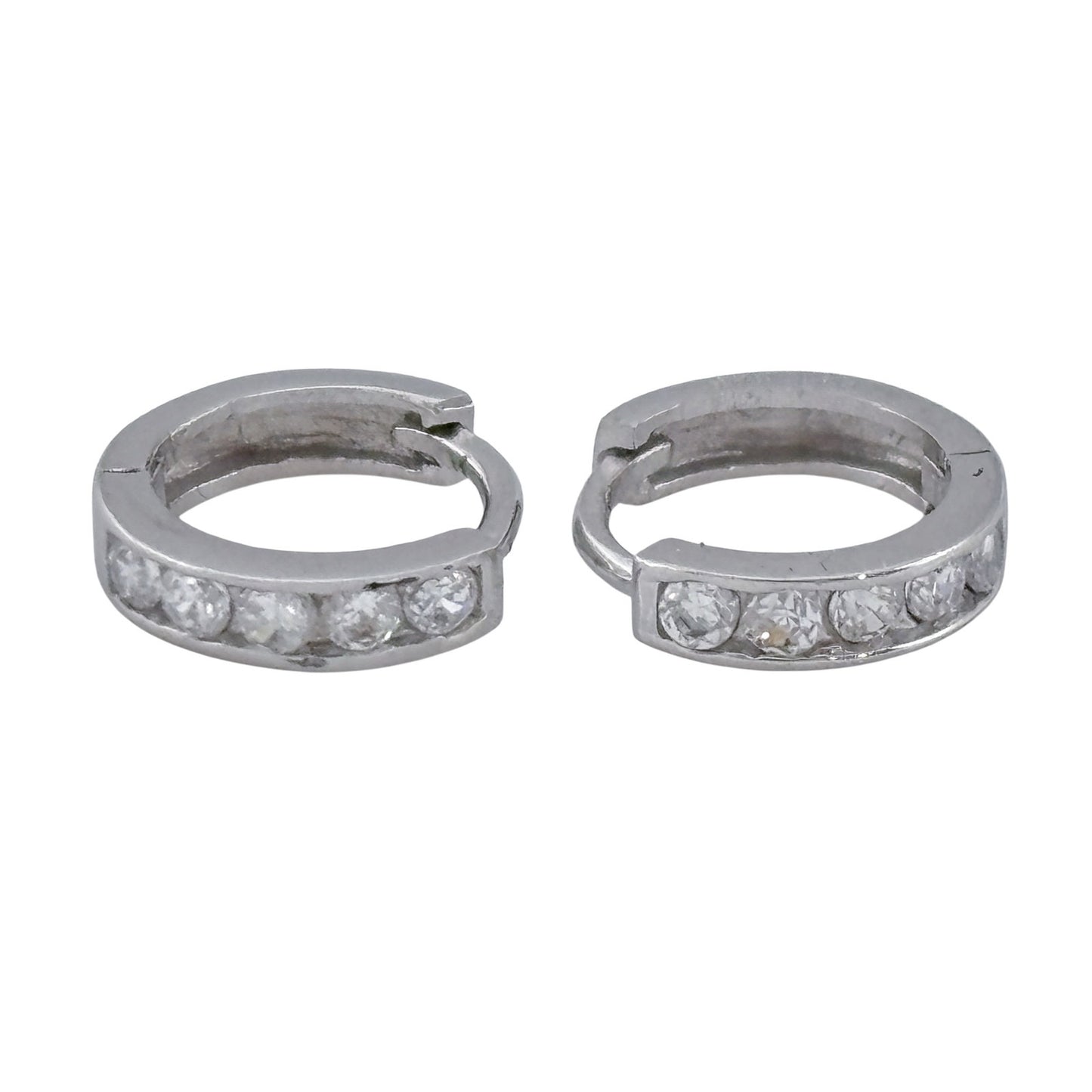 Vintage Sterling Silver 925 Cubic Zirconia Hoop Earrings