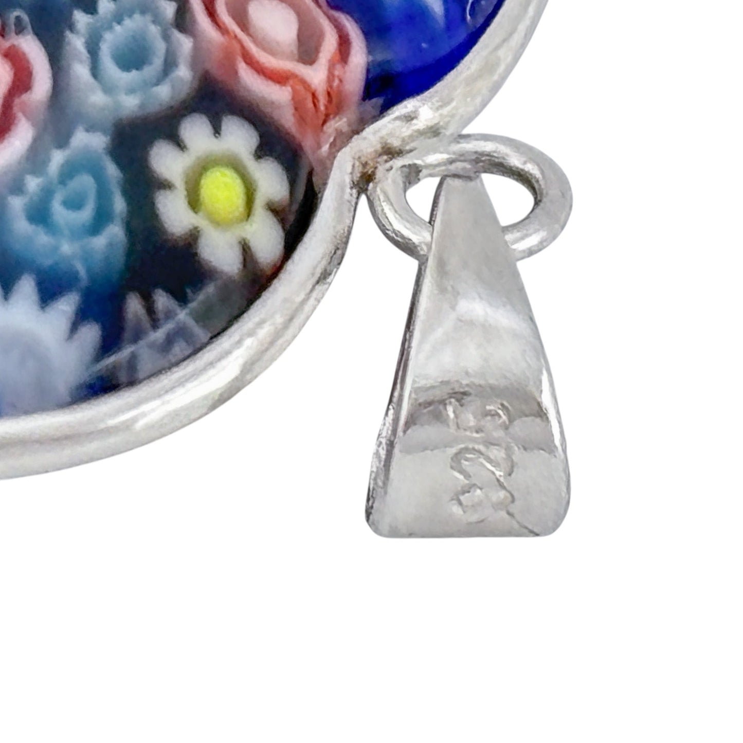 Vintage Sterling Silver 925 Millefiori Heart Pendant