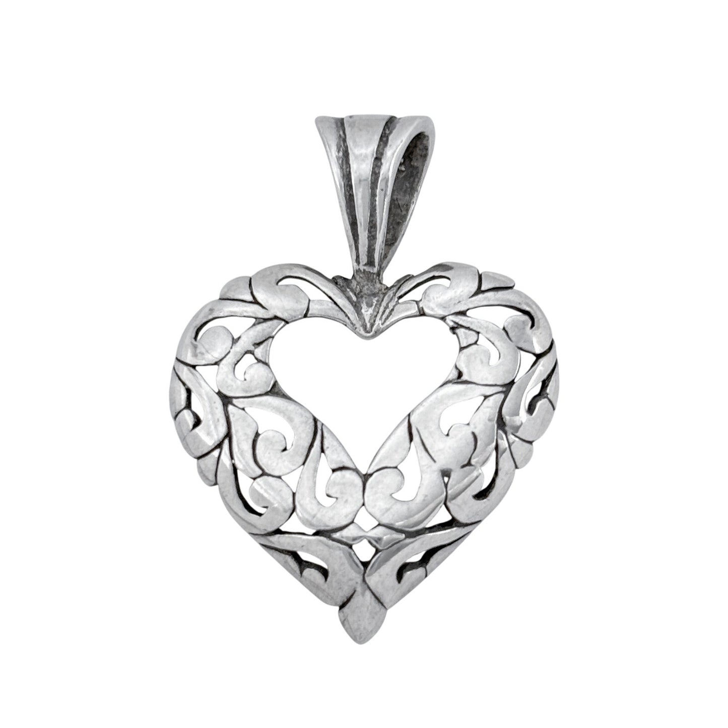 Vintage Sterling Silver 925 Filigree Heart Pendant
