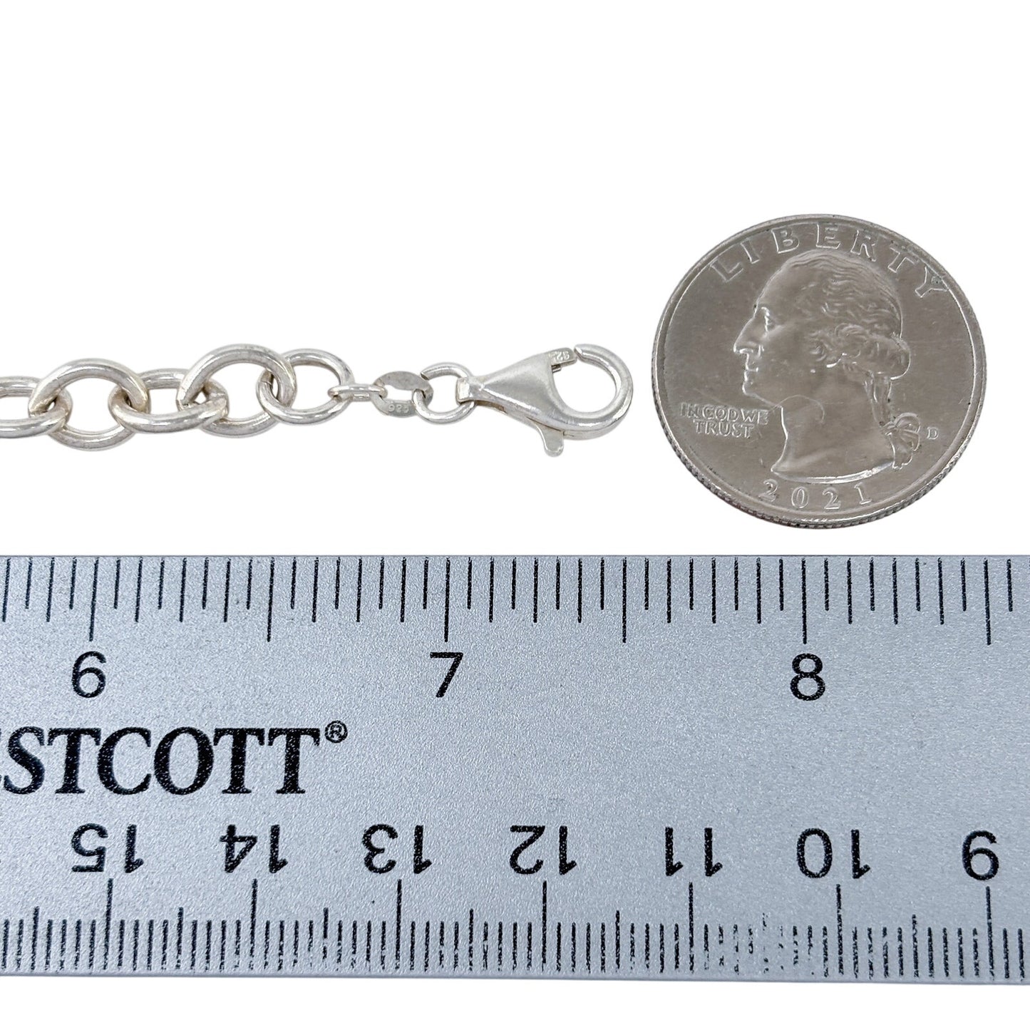 Vintage Sterling Silver 925 Chain Charm Bracelet 7.5"
