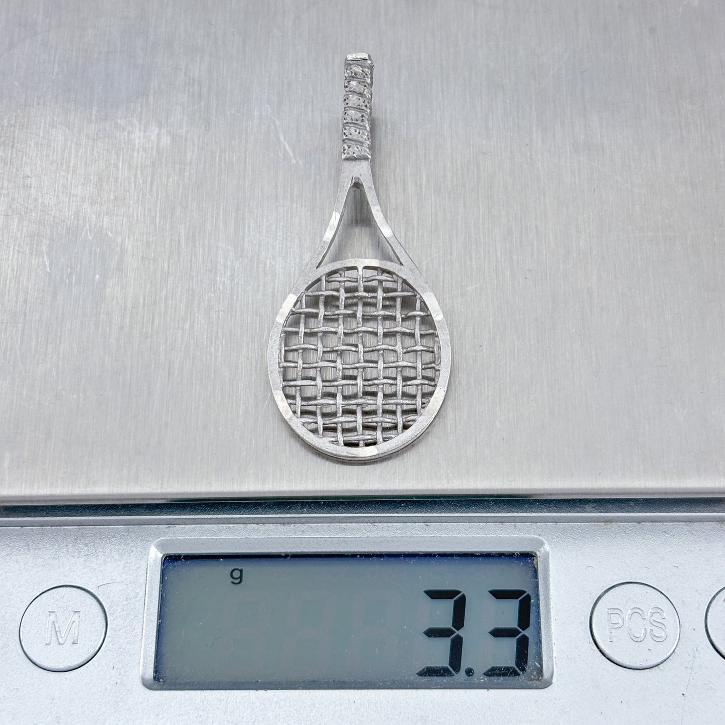 Vintage Sterling Silver 925 Tennis Racket Pendant