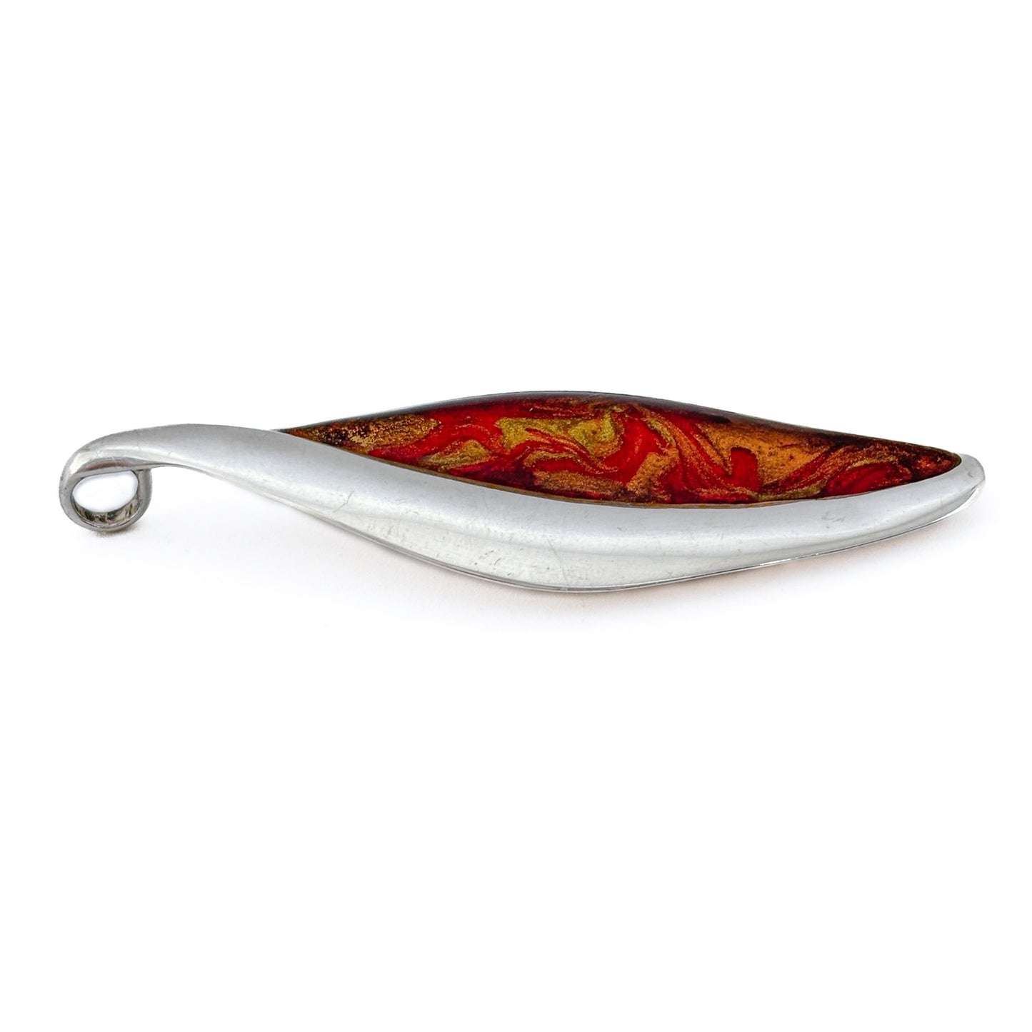 Vintage Sterling Silver 925 Red Gold Resin Pendant