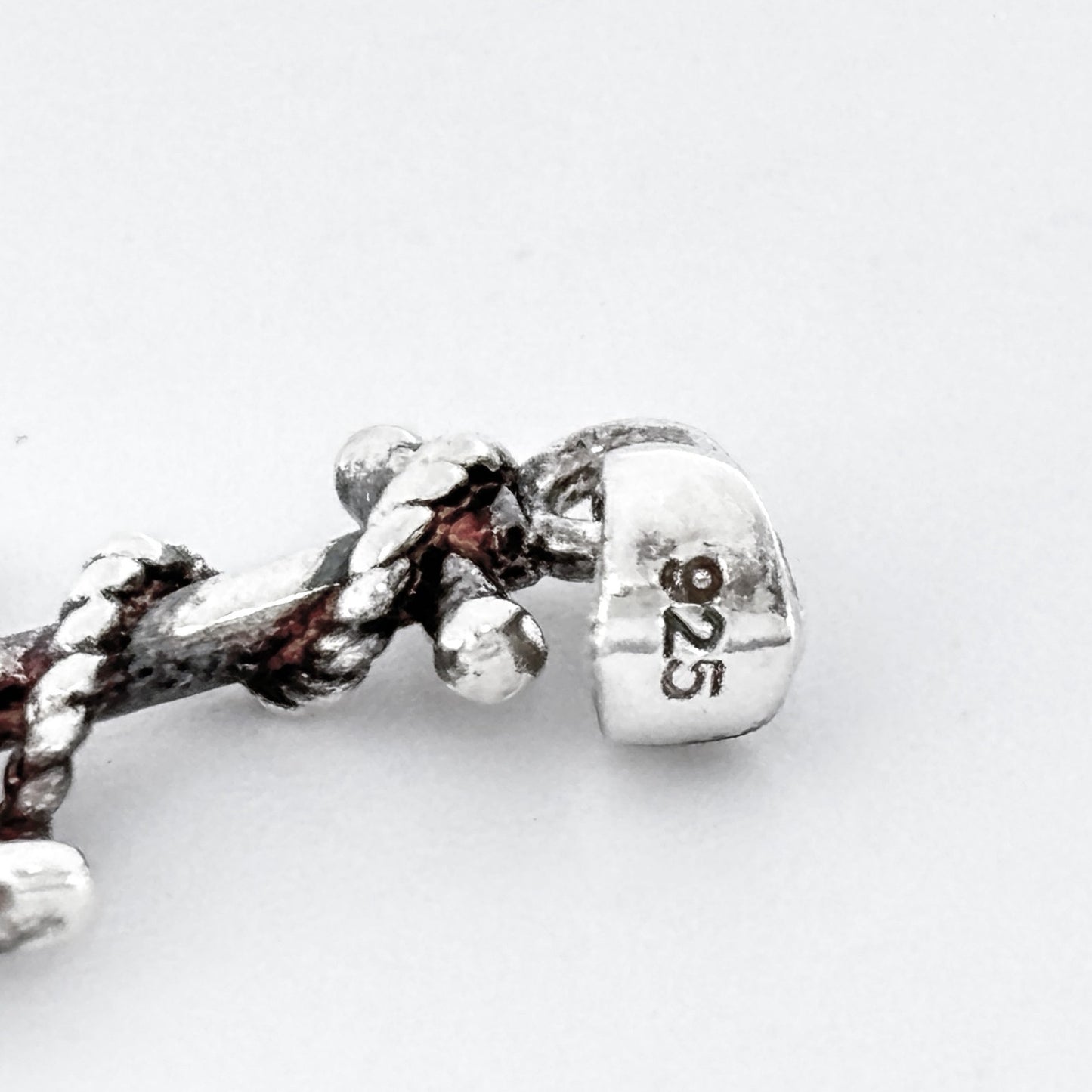 Vintage Sterling Silver 925 Nautical Ship Rope Wrapped Anchor Pendant