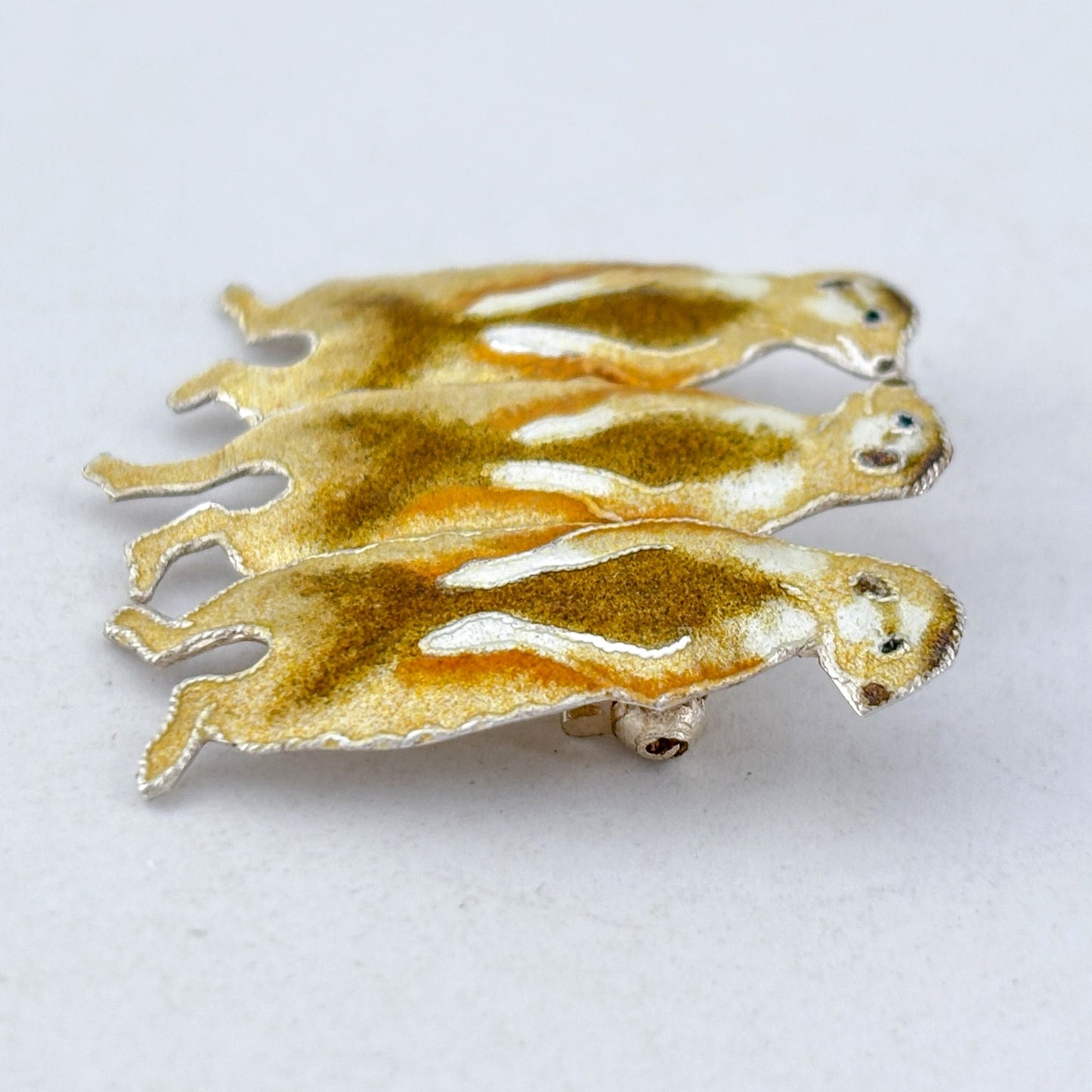 Vintage Sterling Silver 925 Meerkat Enamel Brooch