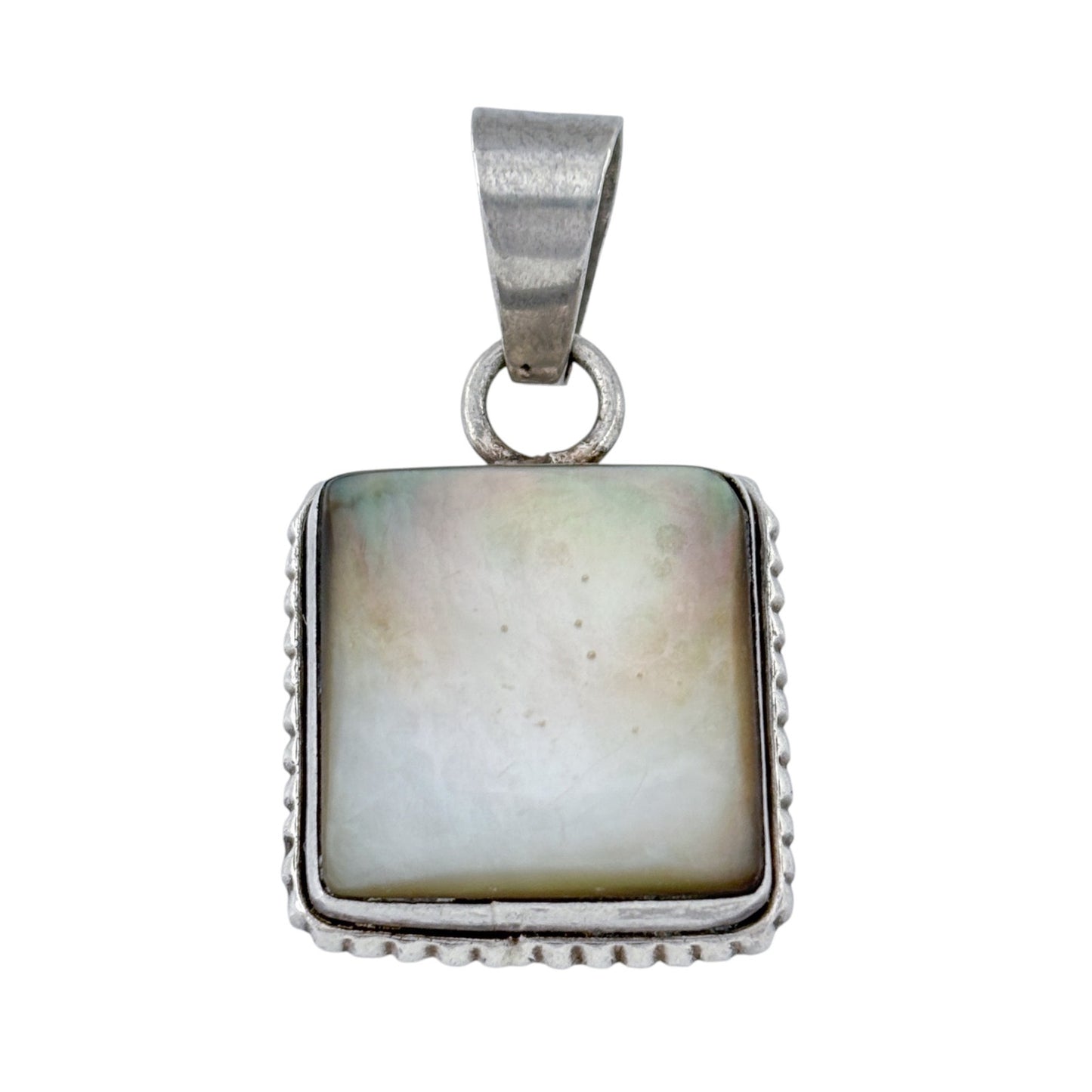 Vintage Sterling Silver 925 Square Abalone Pendant