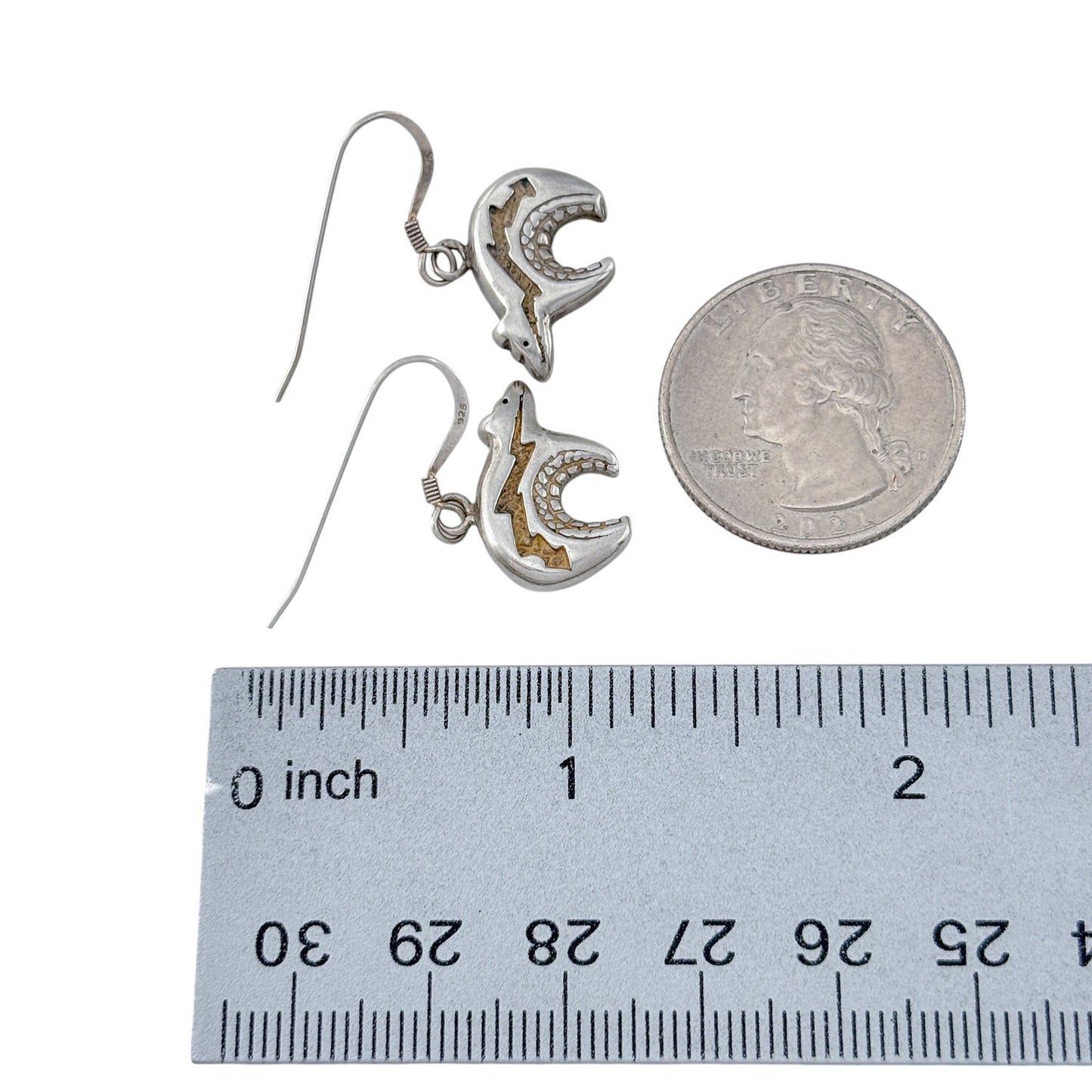 Vintage Sterling Silver 925 Bear Fetish Dangle Earrings