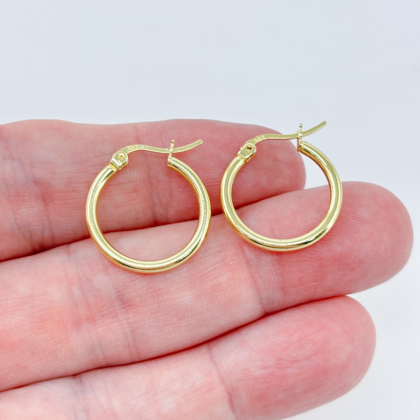 Vintage Gold-Tone Sterling Silver 925 Hoop Earrings