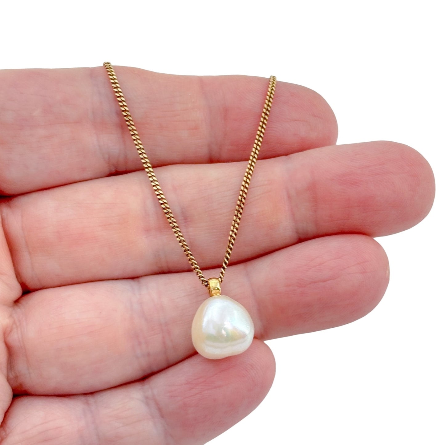 Vintage Gold-Tone Sterling Silver 925 Pearl Pendant Necklace 24", 25", 26"
