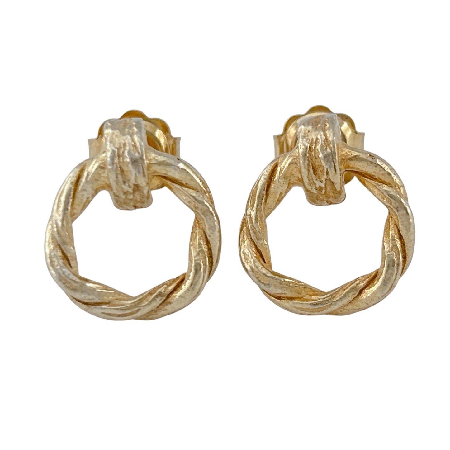 Vintage Gold-Tone Sterling Silver 925 Doorknocker Earrings