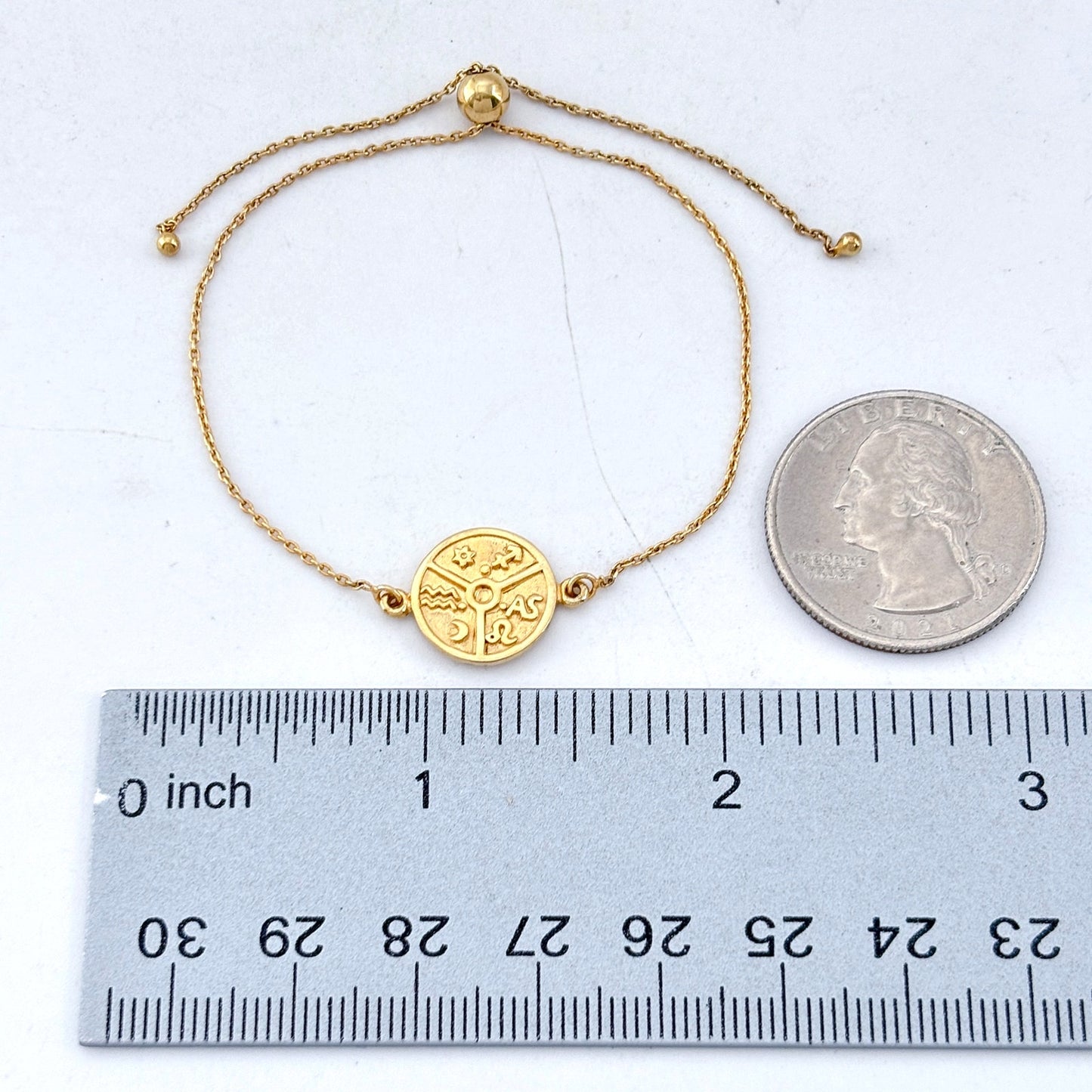 Vintage Gold-Tone Sterling Silver 925 Zodiac Charm Bracelet up to 9.5"