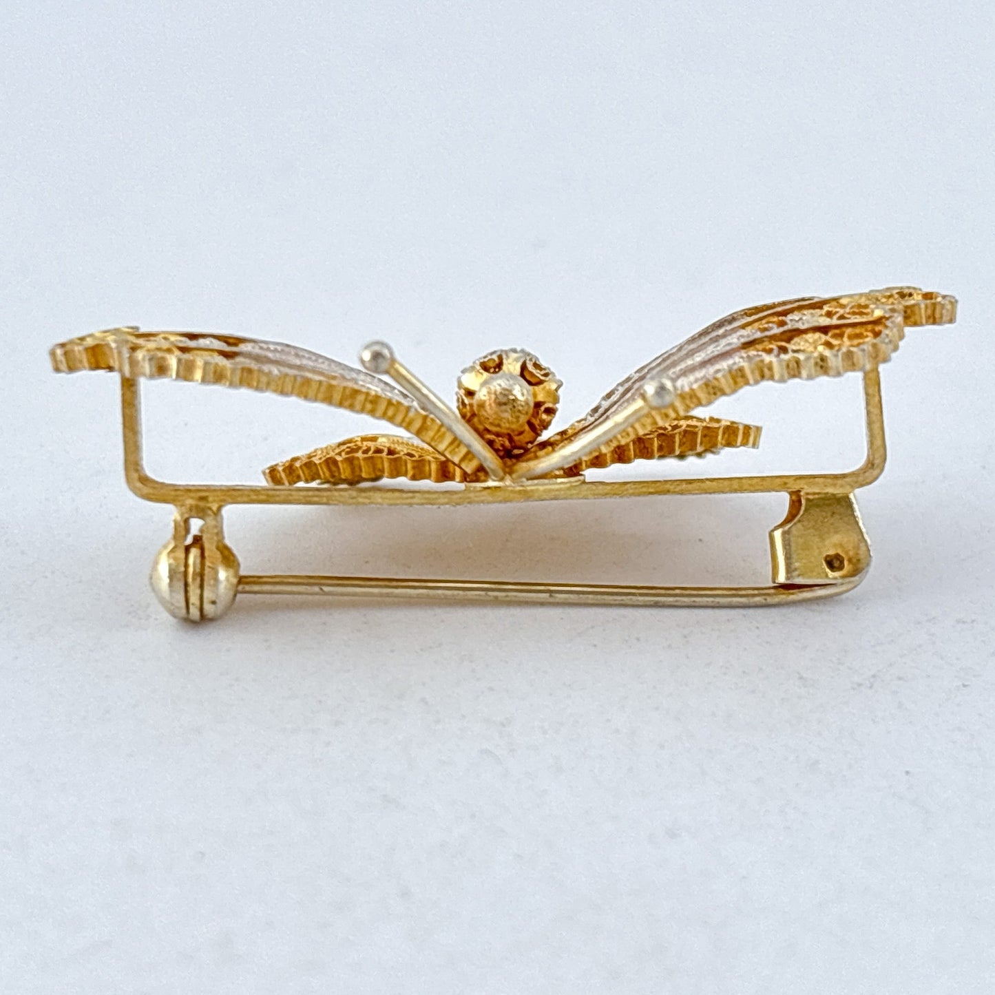 Vintage Sterling Silver 950 Gilt Filigree Butterfly Brooch