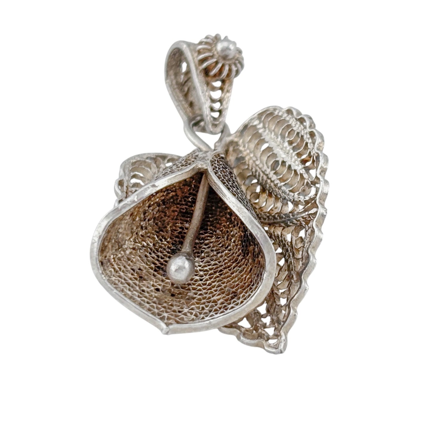 Vintage Sterling Silver 925 Filigree Floral Pendant