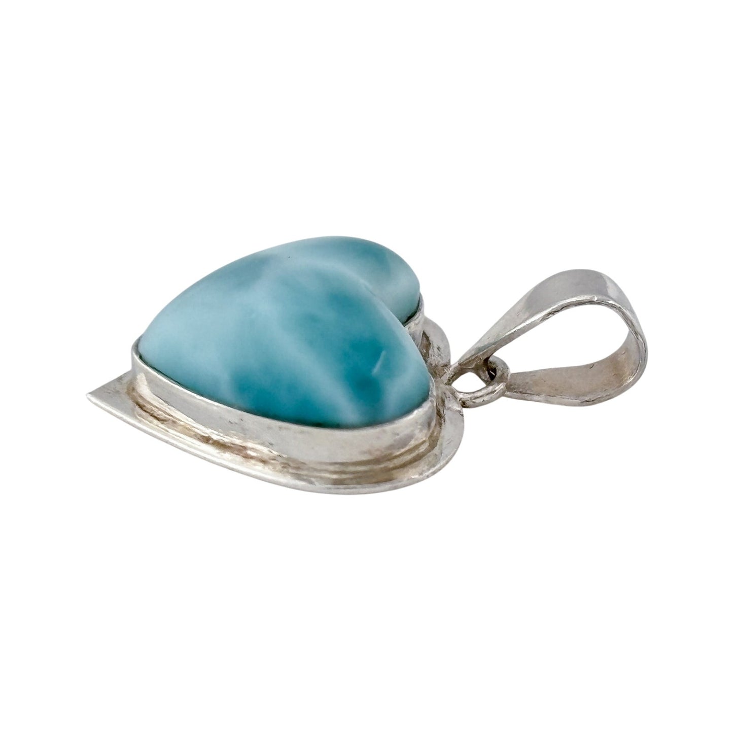 Vintage Sterling Silver 925 Larimar Heart Pendant