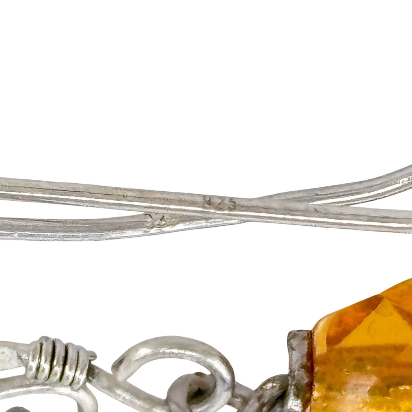 Vintage Sterling Silver 925 Orange Crystal Drop Earrings
