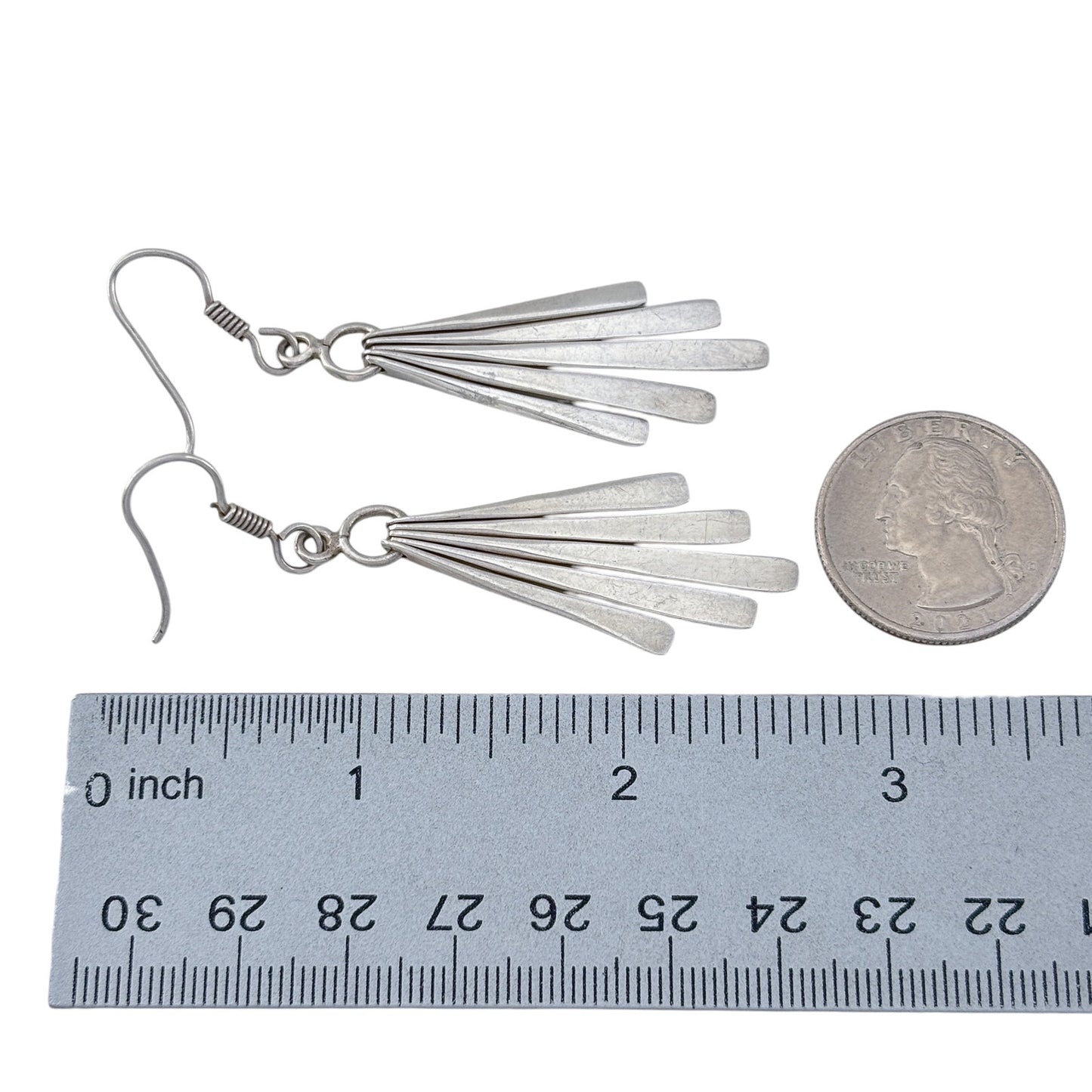 Vintage Sterling Silver 925 Fringe Dangle Earrings