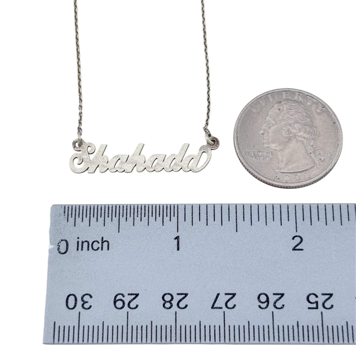 Vintage Sterling Silver 925 Shahada Name Necklace 17.5"