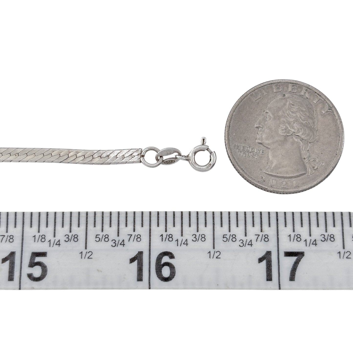 Vintage Italian Sterling Silver 925 Herringbone Chain Necklace 16.25"