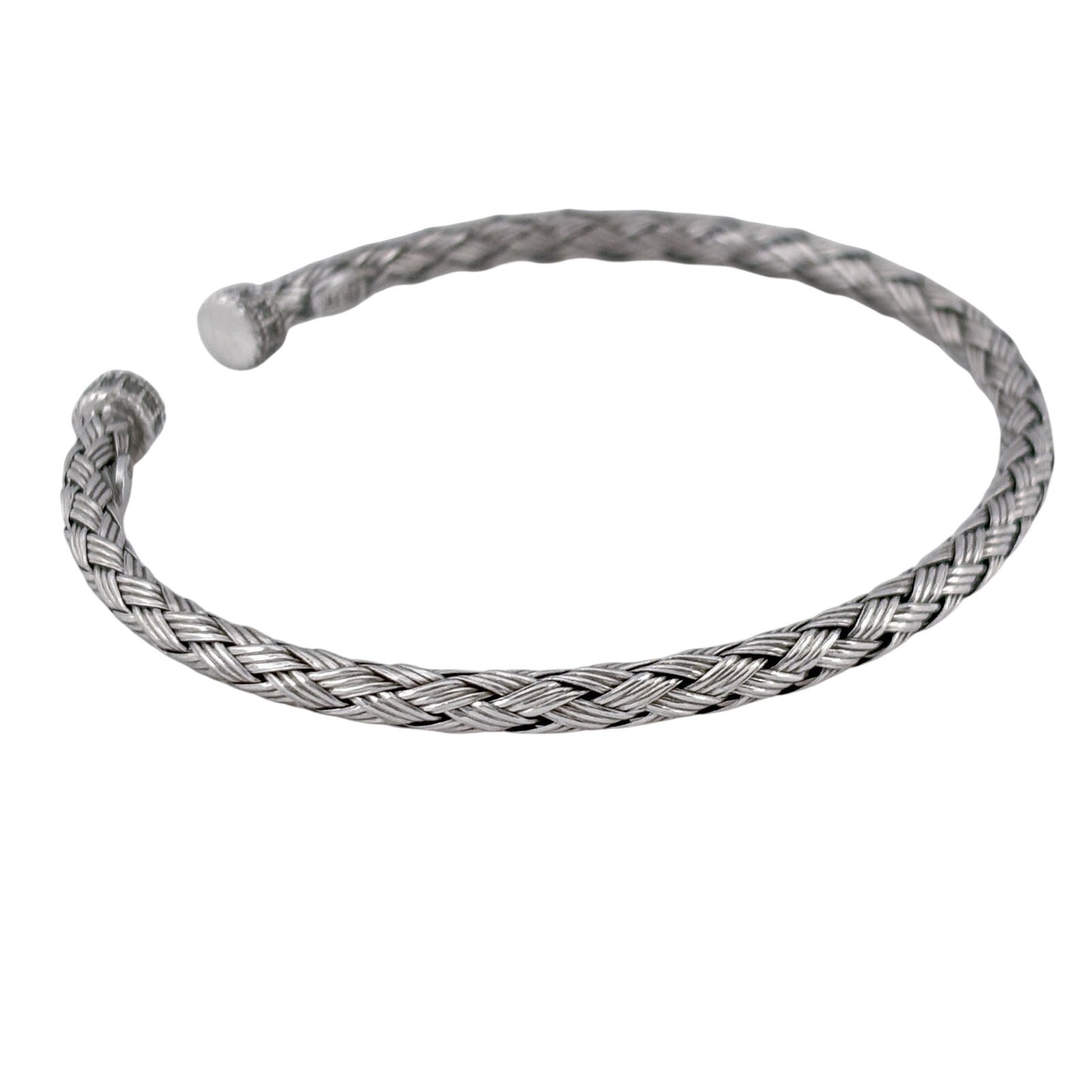 Vintage Sterling Silver 925 Flexible Braided Cuff Bracelet 6.75"