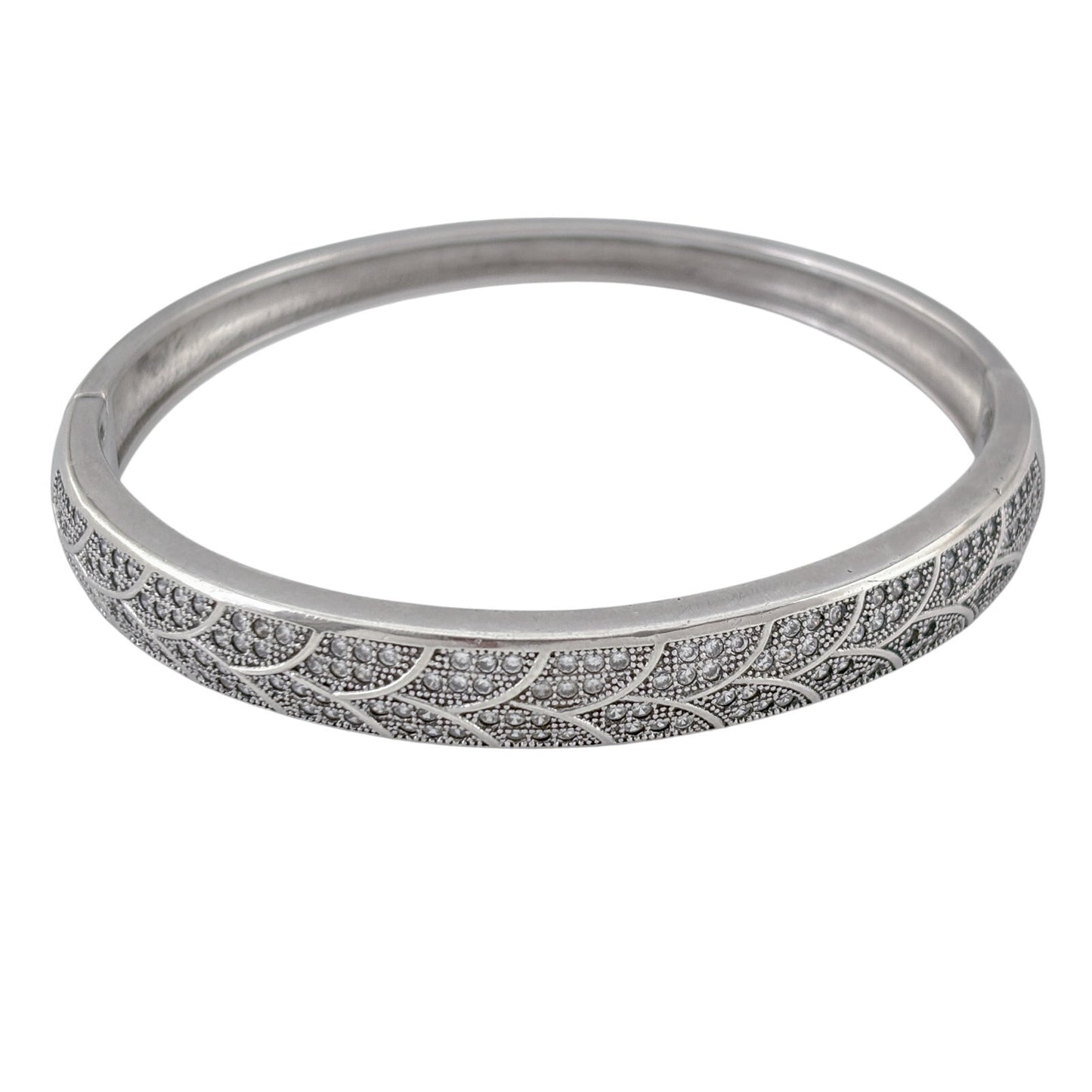 Vintage Sterling Silver 925 Diamond 1.19ctw Bangle Bracelet 6.5"