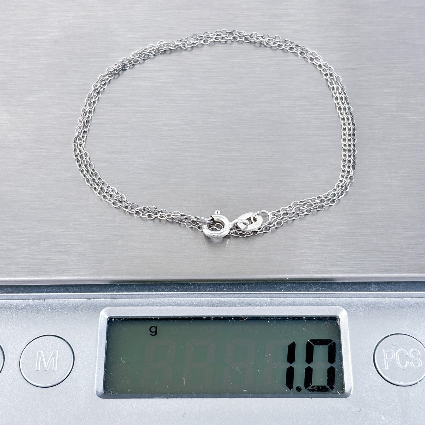 Vintage Sterling Silver 925 0.8mm Cable Chain Necklace 18"