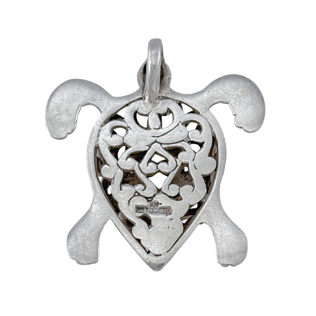 Vintage Sterling Silver 925 Filigree Sea Turtle Pendant