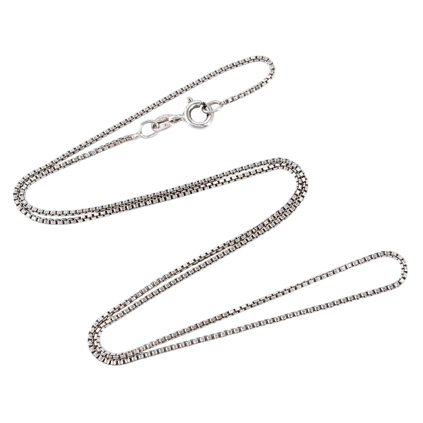 Vintage Italy Sterling Silver 925 1mm Box Chain Necklace 18”
