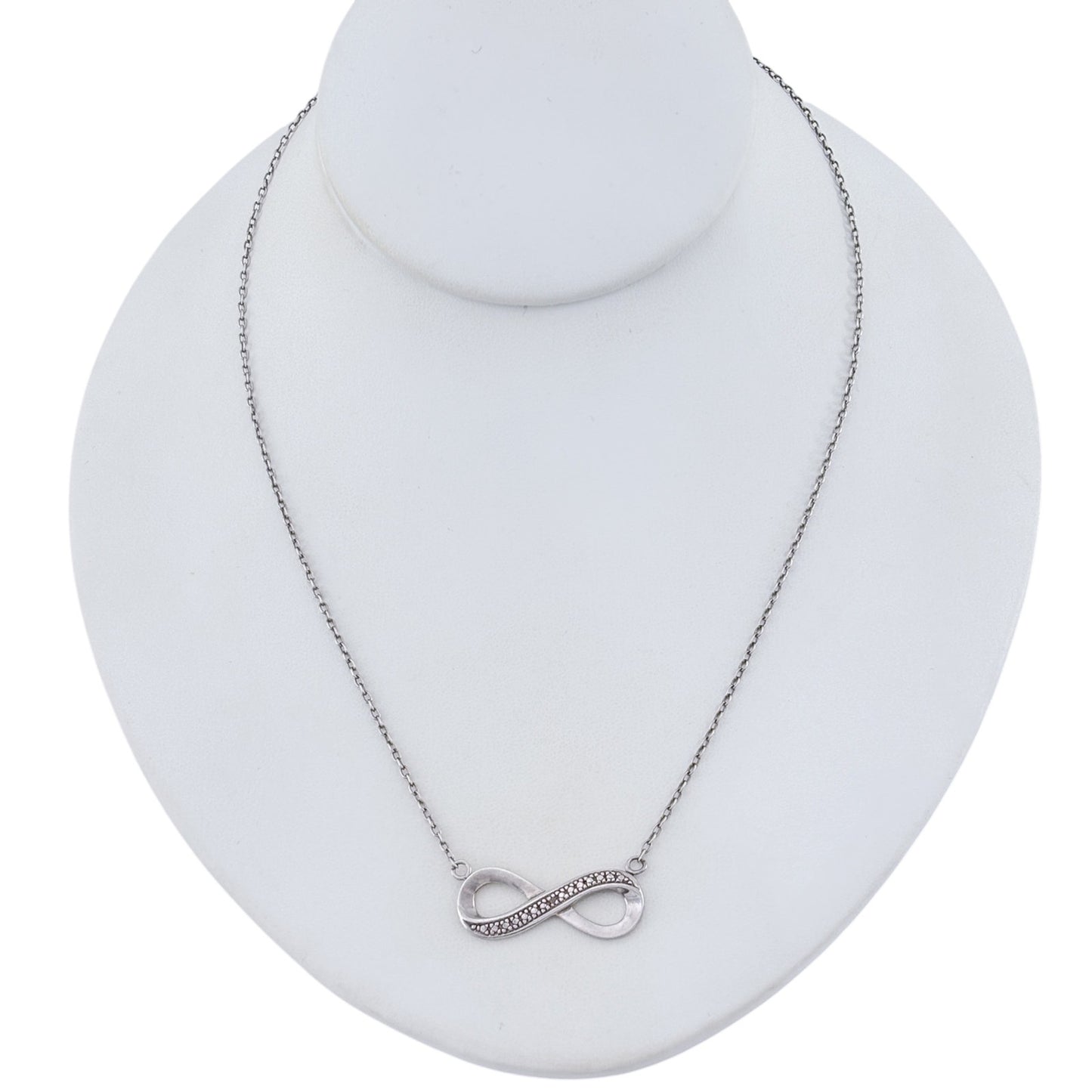 Vintage Sterling Silver 925 Diamond Infinity Necklace 18"