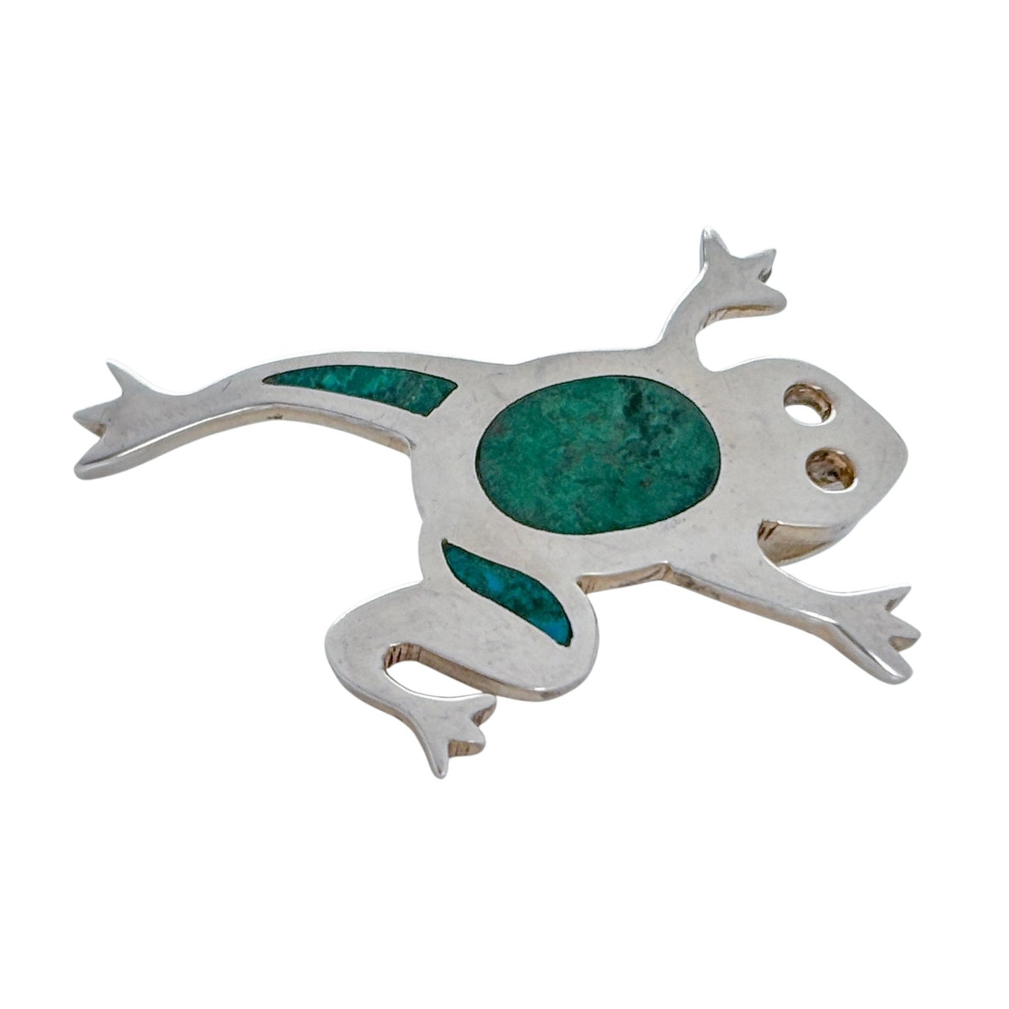 Vintage Sterling Silver 925 Turquoise Frog Pendant