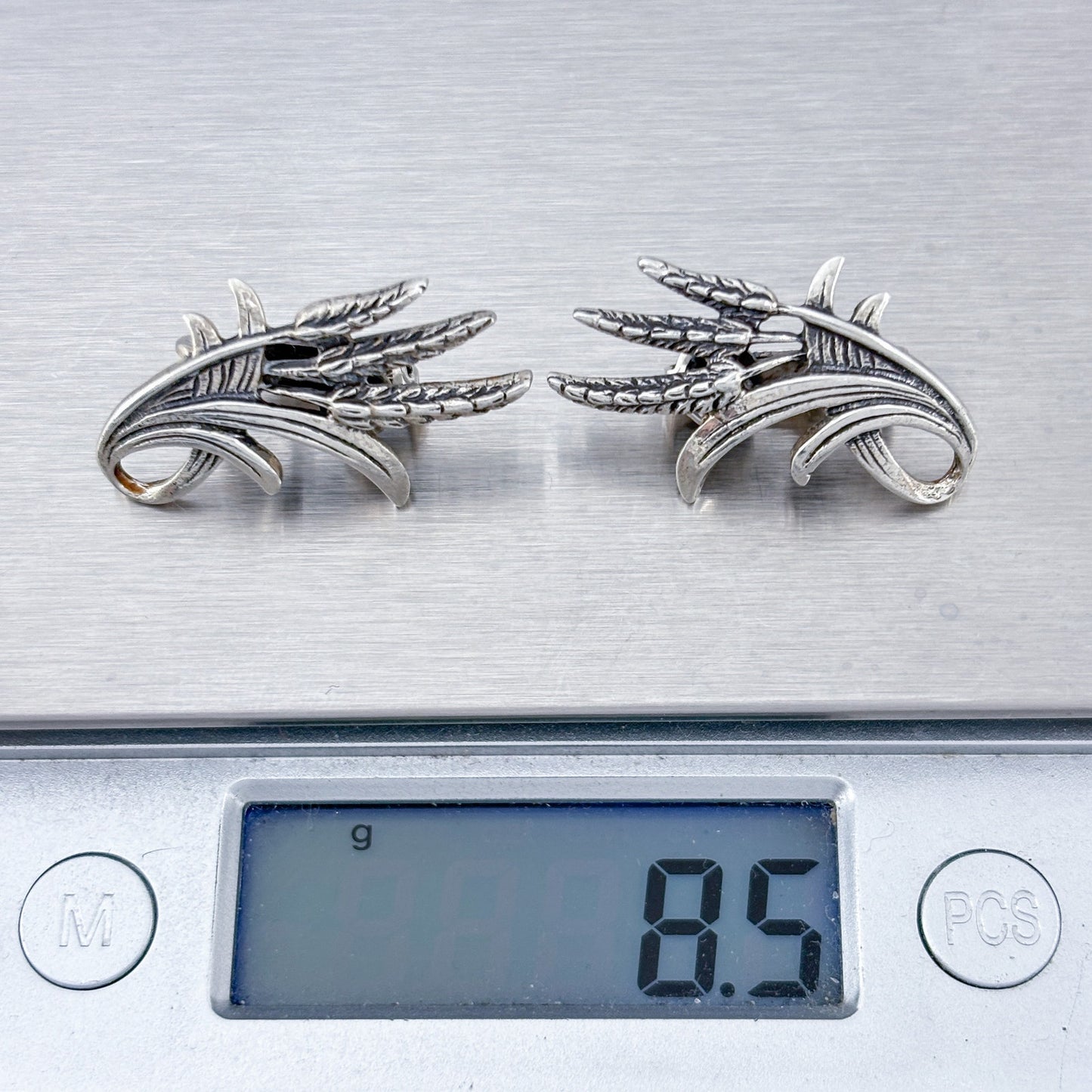 Vintage Danecraft Sterling Silver 925 Wheat Clip On Earrings