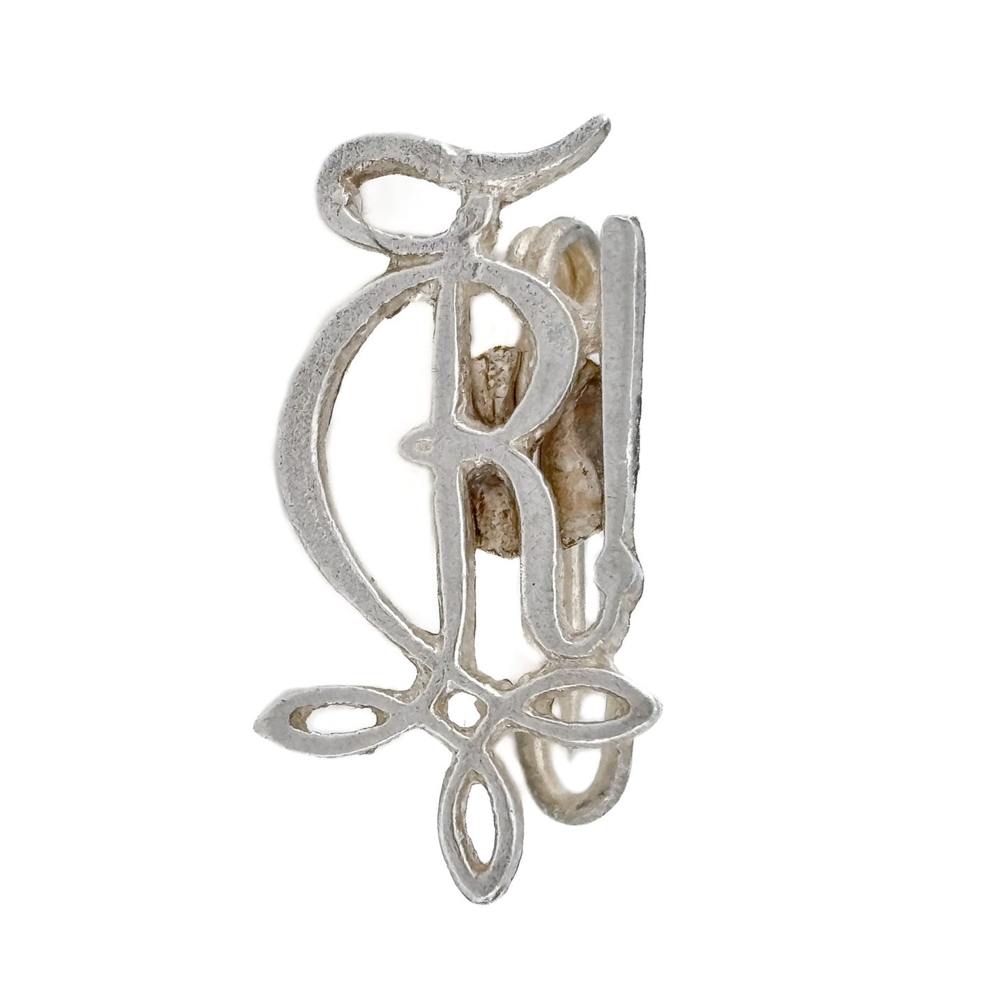 Vintage Sterling Silver 925 Monogram Letter R Brooch