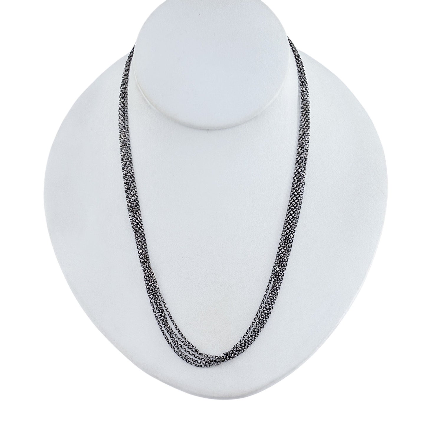 Vintage Sterling Silver 925 Multi Strand Black Cable Necklace 18"