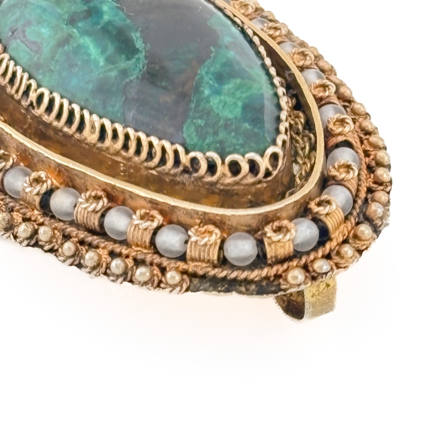 Vintage Sterling Silver 925 Gold Vermeil Eilat Stone Brooch Pendant
