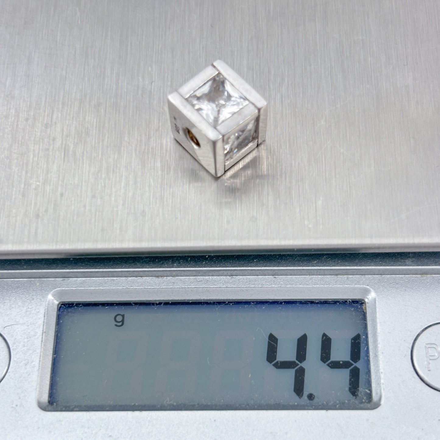 Vintage Sterling Silver 925 Cubic Zirconia Cube Charm