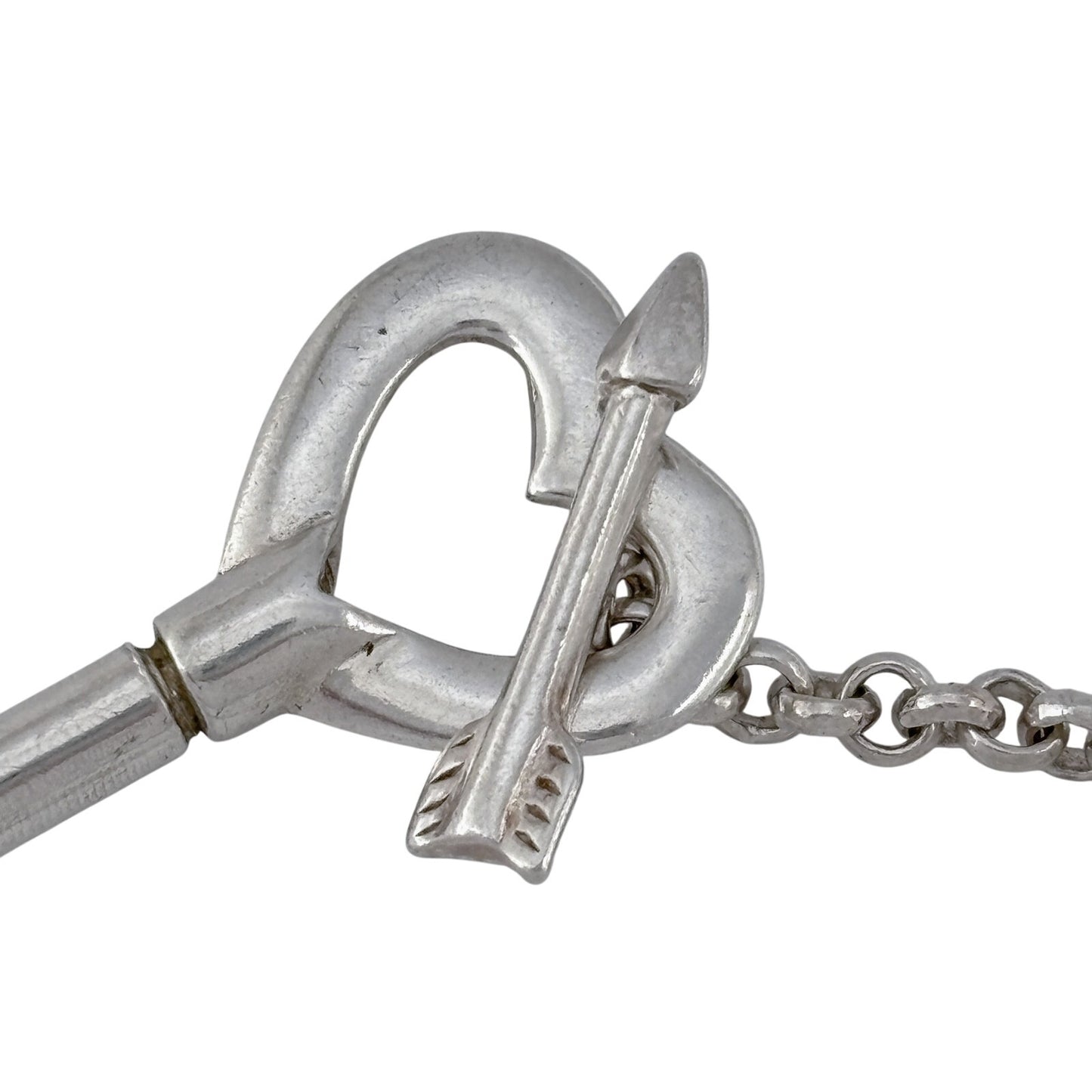 Vintage Sterling Silver 925 Snake Chain Heart Toggle Bracelet 7"