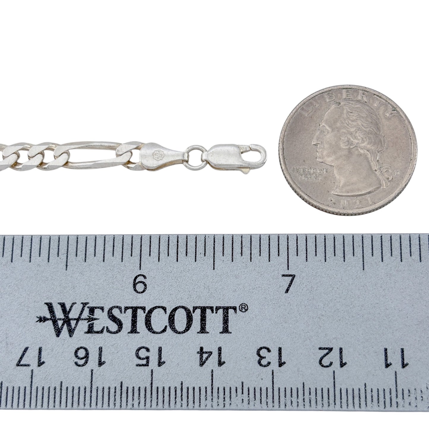 Vintage Italy Sterling Silver 925 Figaro Chain Bracelet 6.75"