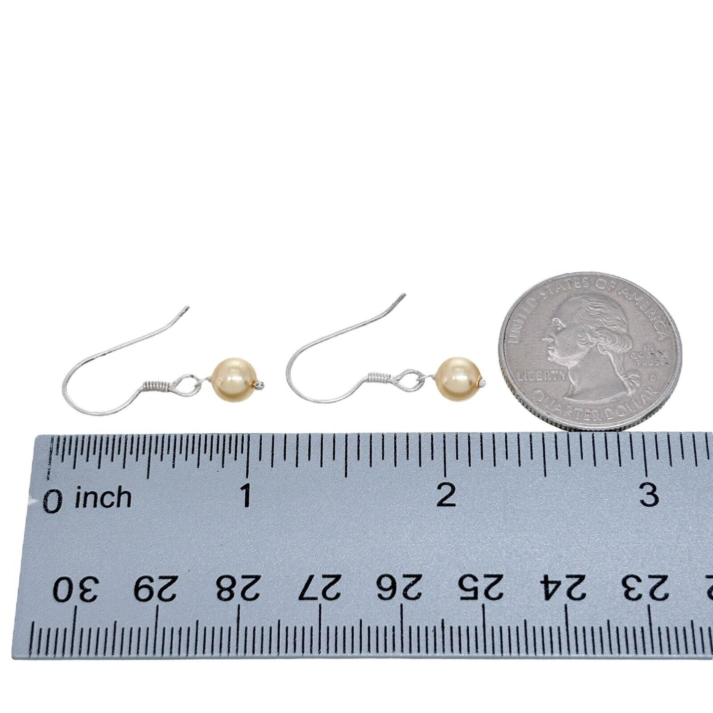 Vintage Silver-Tone Champagne Imitation Pearl Dangle Earrings