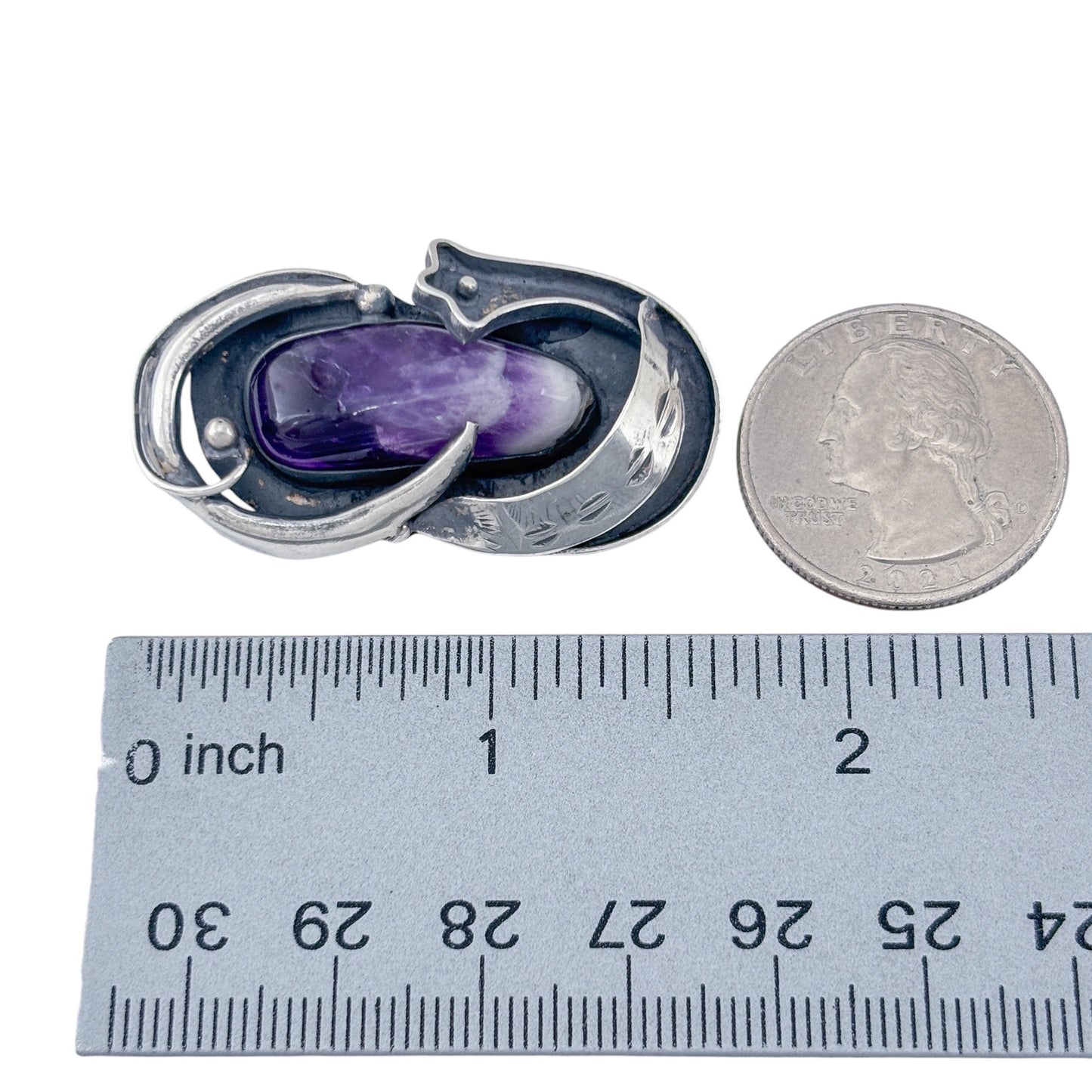 Vintage Sterling Silver 925 Amethyst Brooch